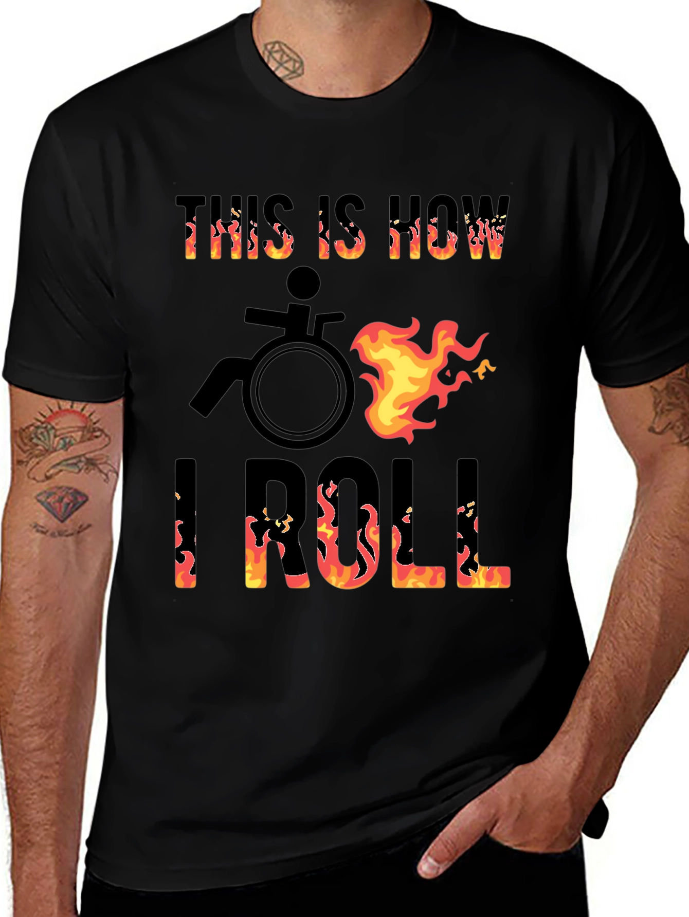 This Is How I Roll Graphic T-Shirt - Wheelchair Fire Design