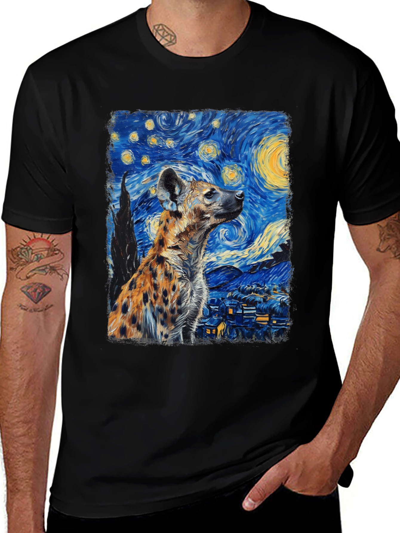 Variant 13 of Starry Night Hyena Graphic Tee