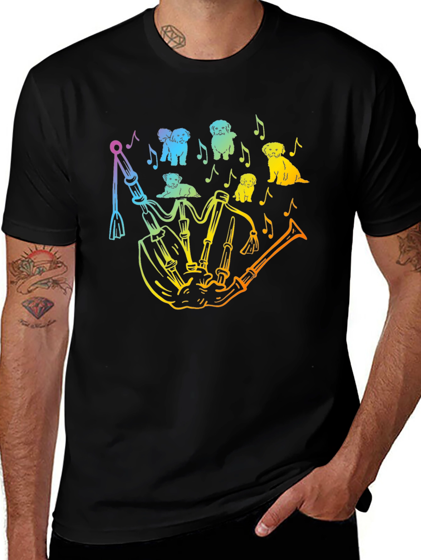 Variant 12 of Dog Lover Rainbow Bagpipe T-Shirt