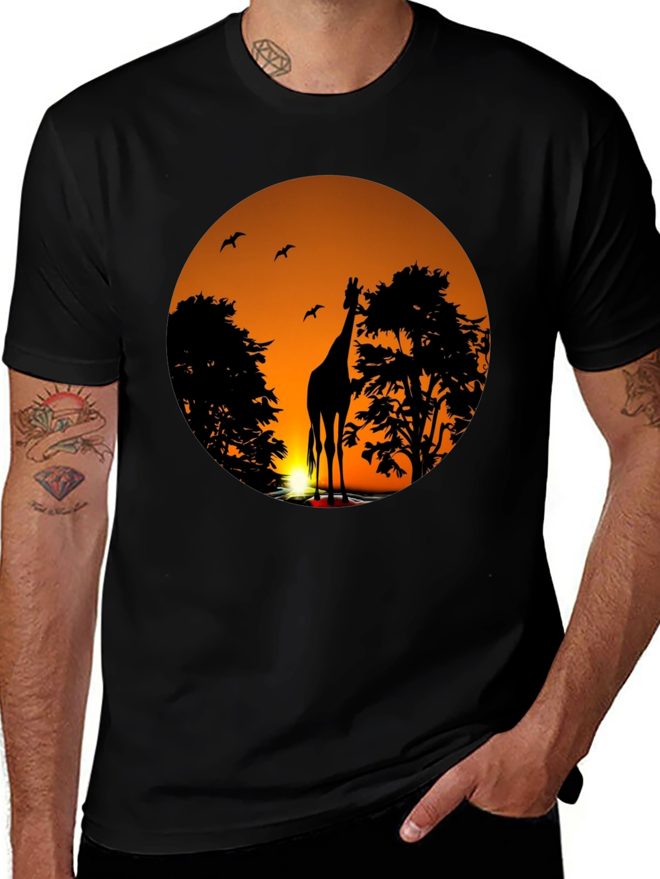 Variant 9 of African Sunset Giraffe Graphic T-Shirt