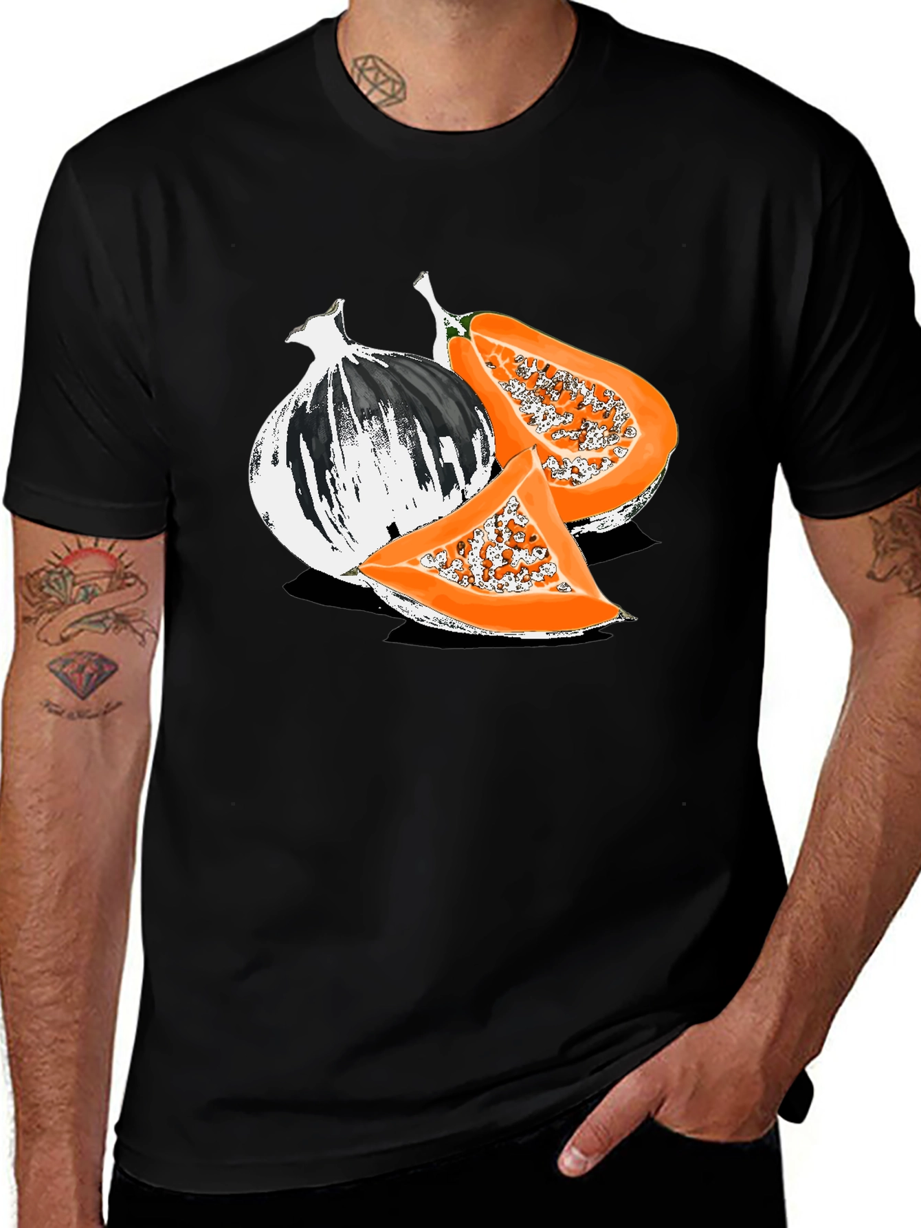 Variant 17 of Papaya Graphic Tee - Black Casual T-Shirt