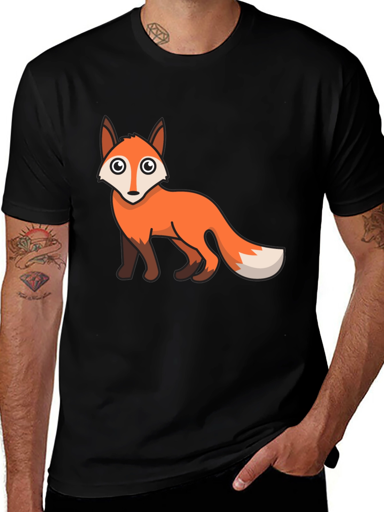 Variant 5 of Fox Graphic T-Shirt - Black Cotton Blend Tee