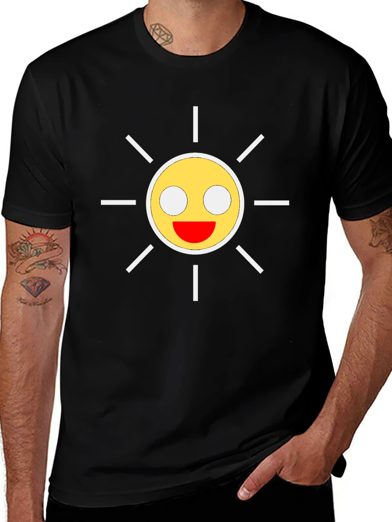 Variant 22 of Smiley Sun Graphic Black T-Shirt