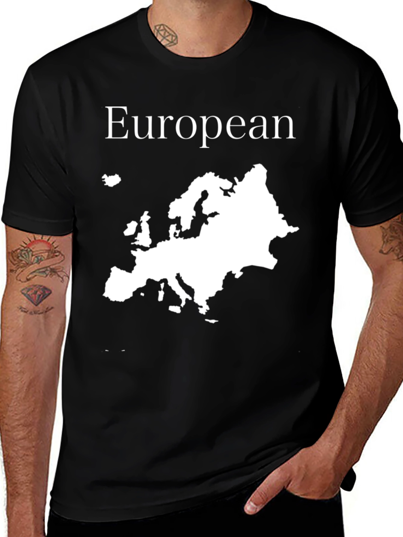 European Map Graphic T-Shirt - Black