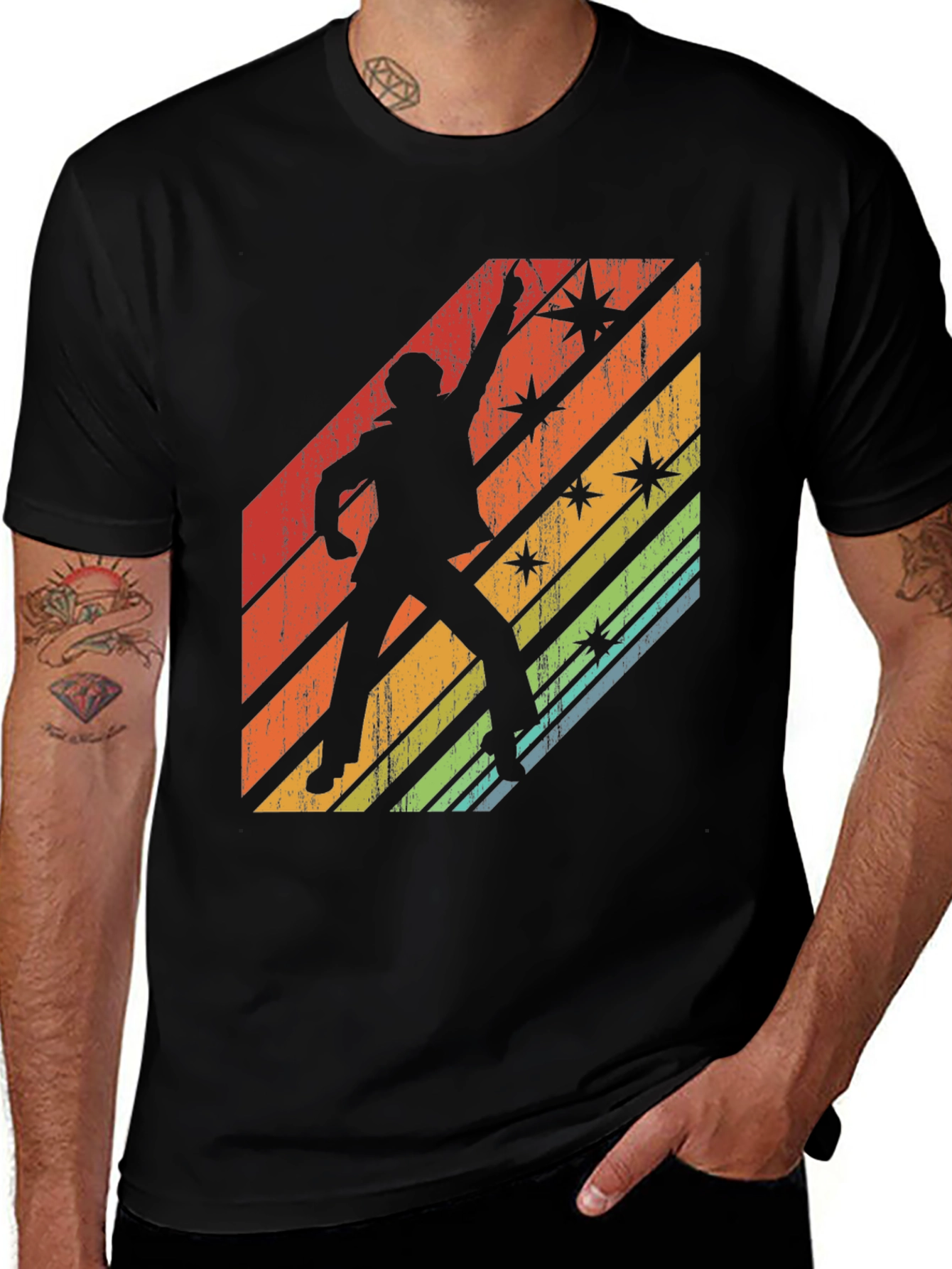 Variant 14 of Retro Dancer Graphic Tee - Vintage Style Black T-Shirt