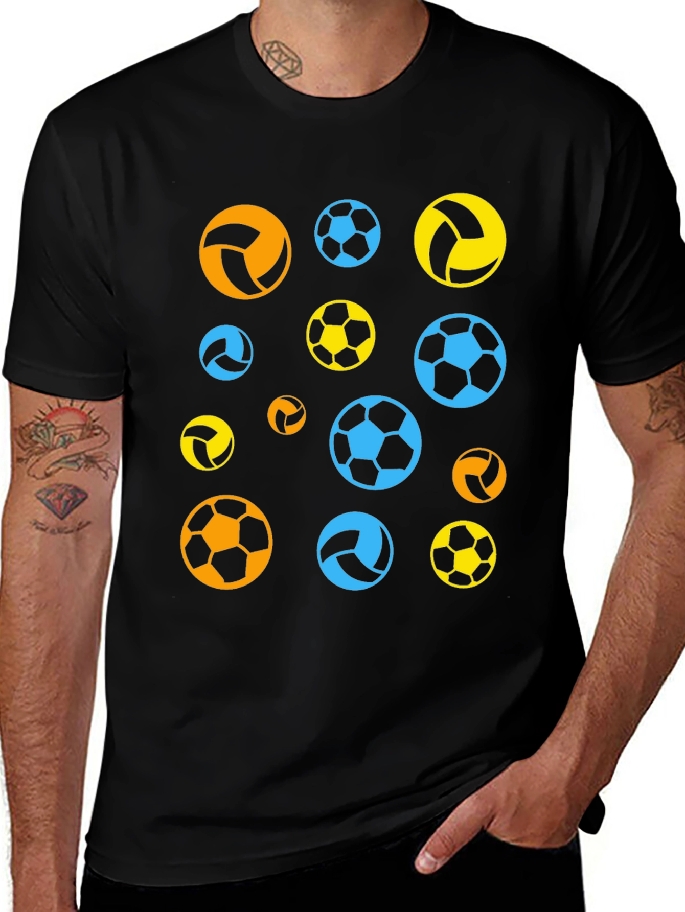 Variant 7 of Funky Sports Ball T-Shirt - Casual Black Tee