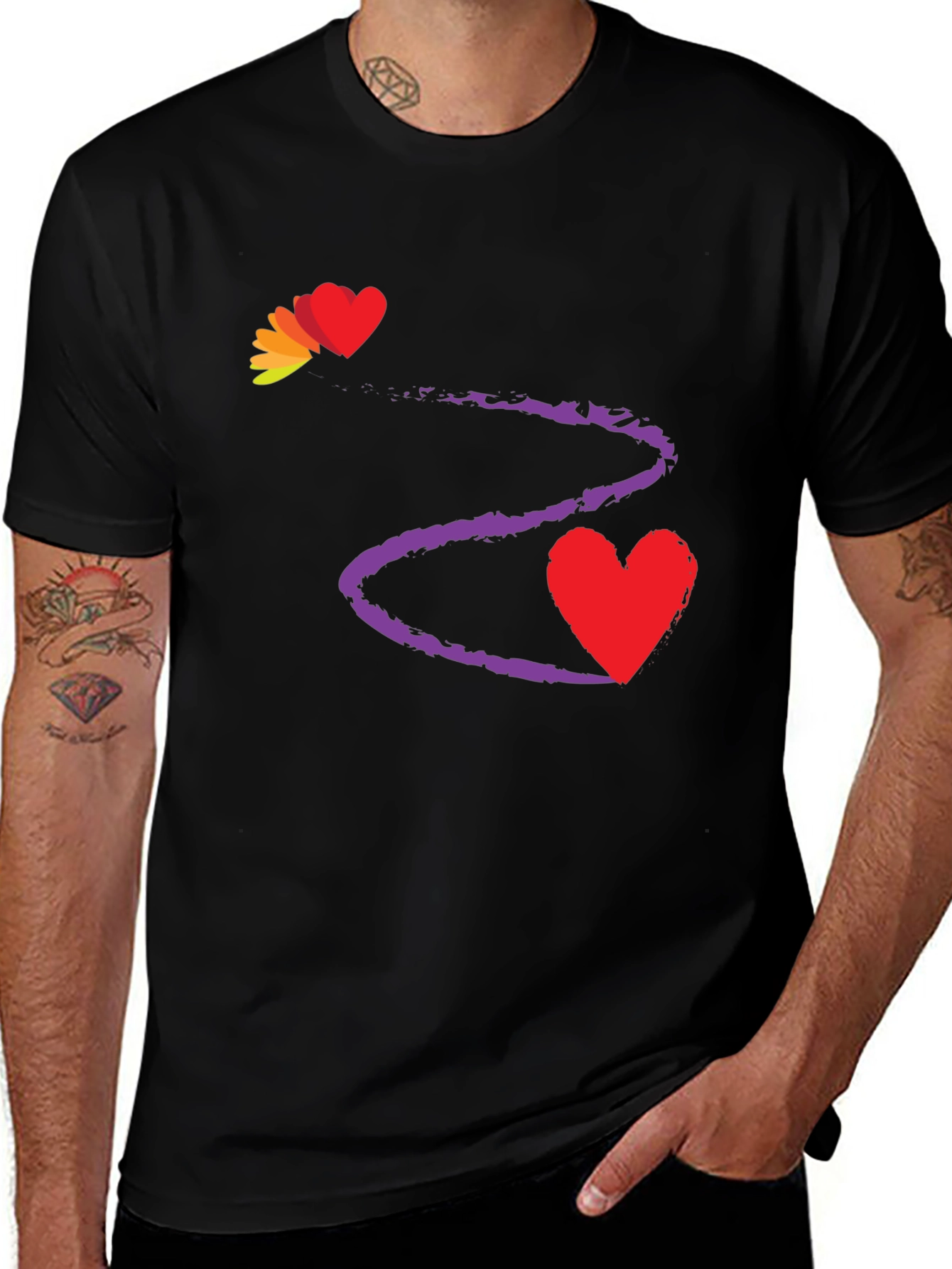 Variant 21 of Heart Trail Black T-Shirt