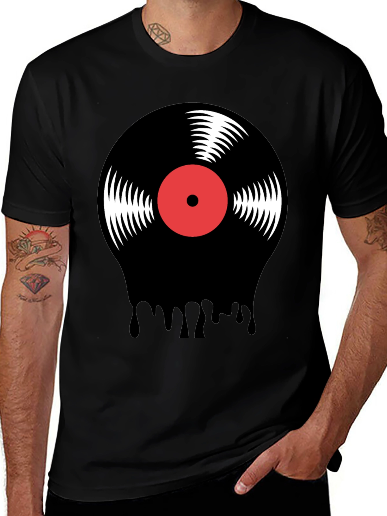 Variant 4 of Retro Vinyl Record Drip Graphic Tee - Music Lover T-Shirt