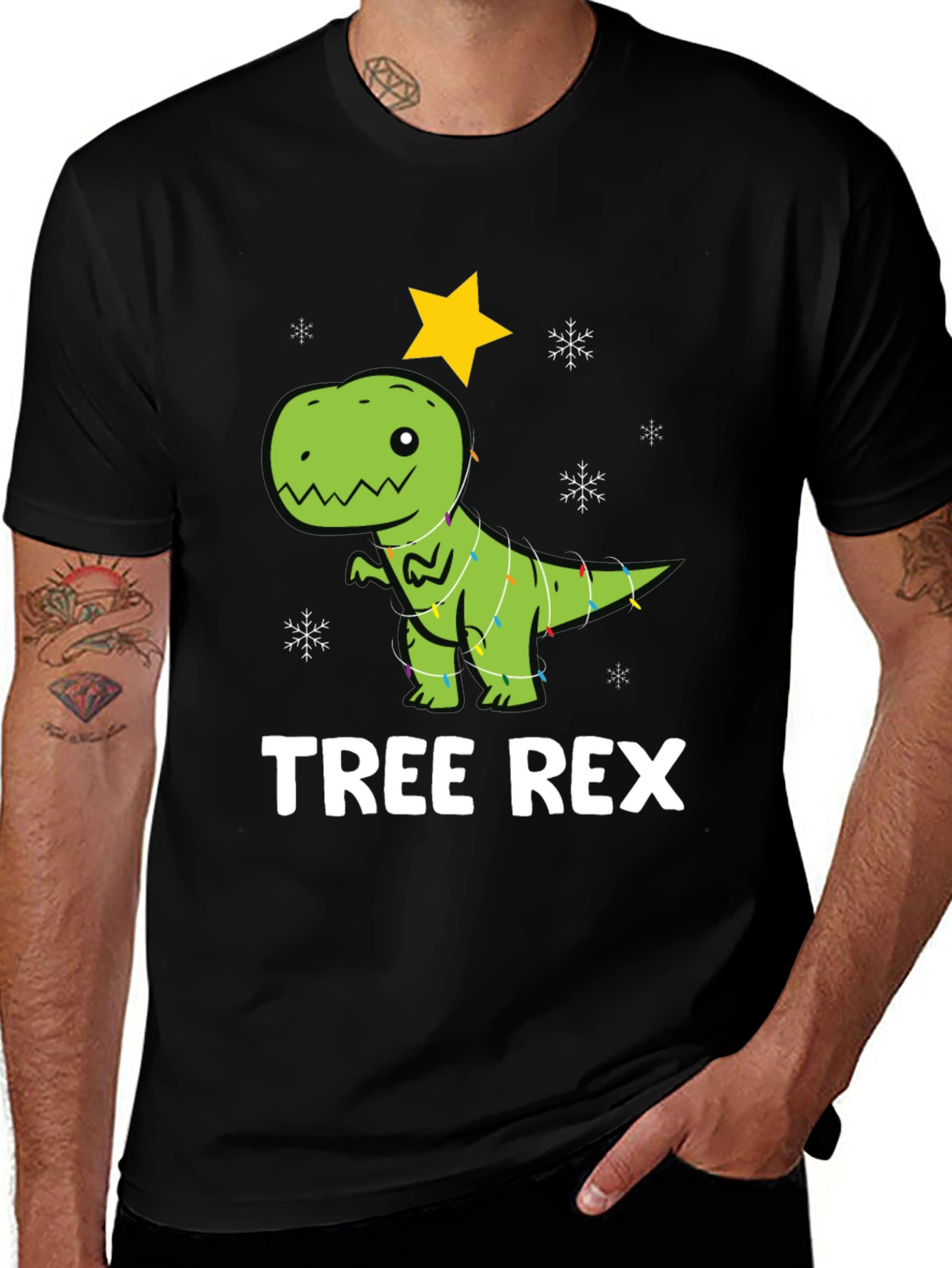 Variant 15 of Festive Tree Rex Graphic T-Shirt - Holiday Dinosaur Tee