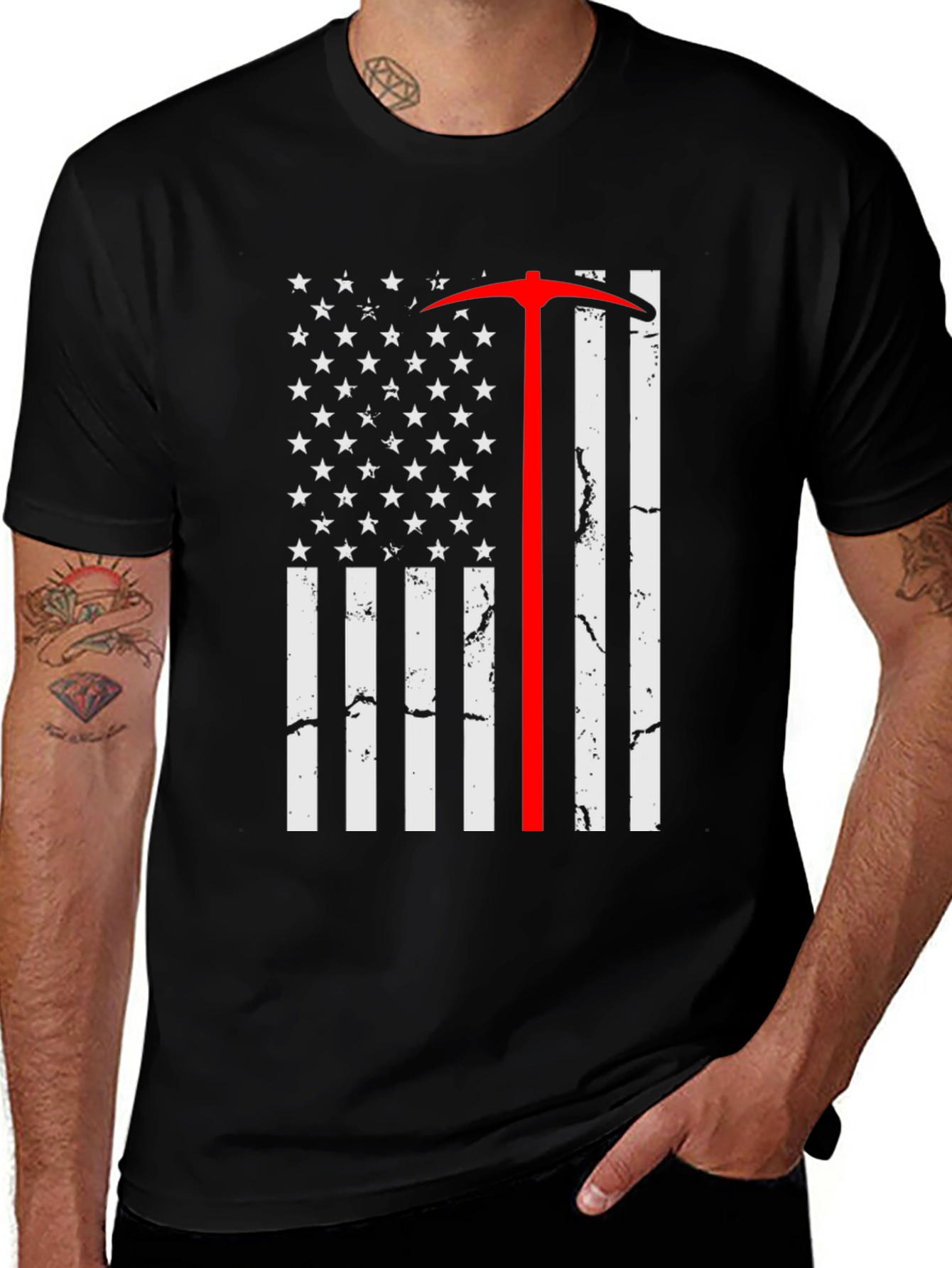 Variant 8 of American Miner Pickaxe Flag T-Shirt