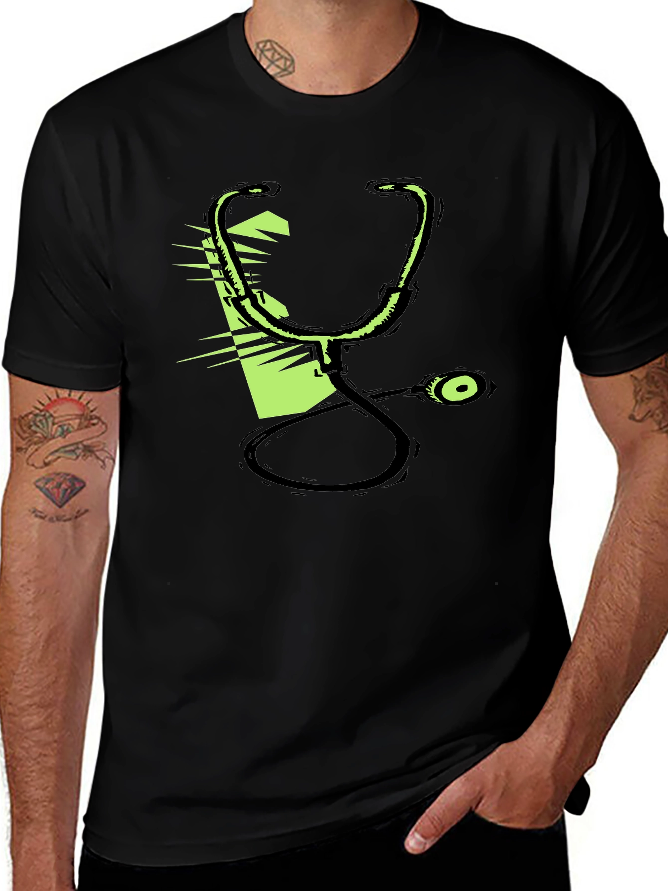 Variant 14 of Stethoscope Graphic Black T-Shirt