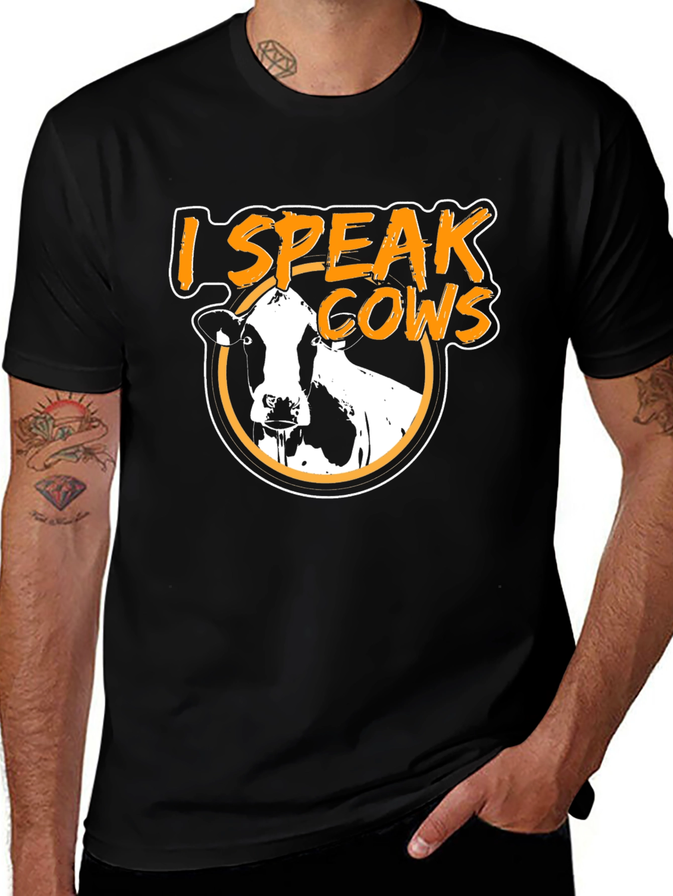 Variant 14 of I Speak Cows Graphic Tee - Black T-Shirt