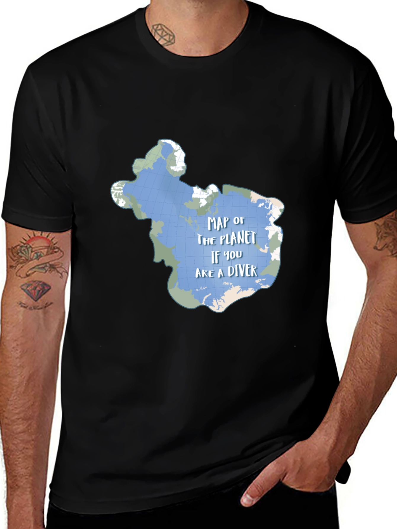 Variant 9 of Diver Planet Map Graphic T-Shirt