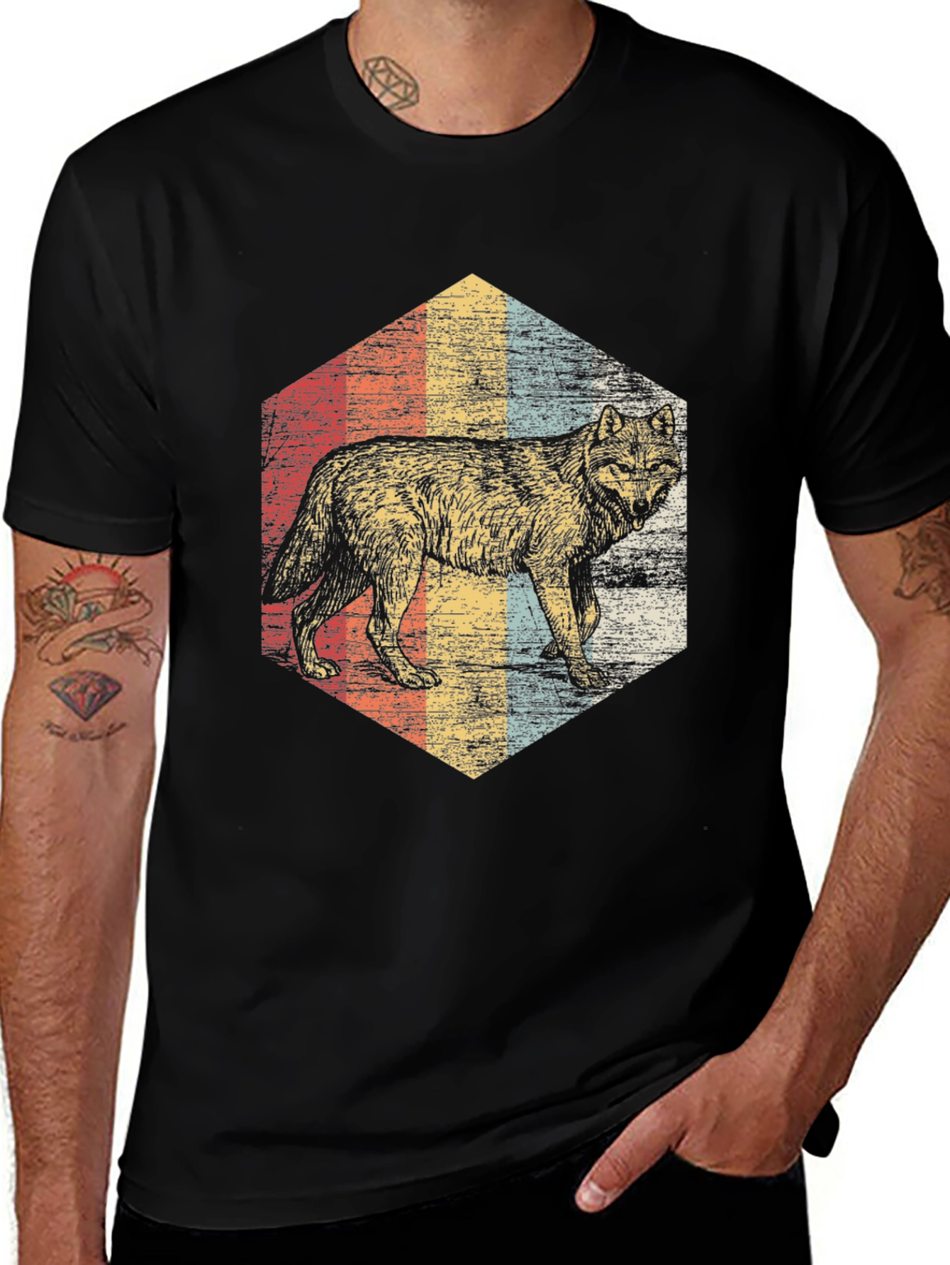 Variant 16 of Vintage Wolf Graphic Tee - Retro Style