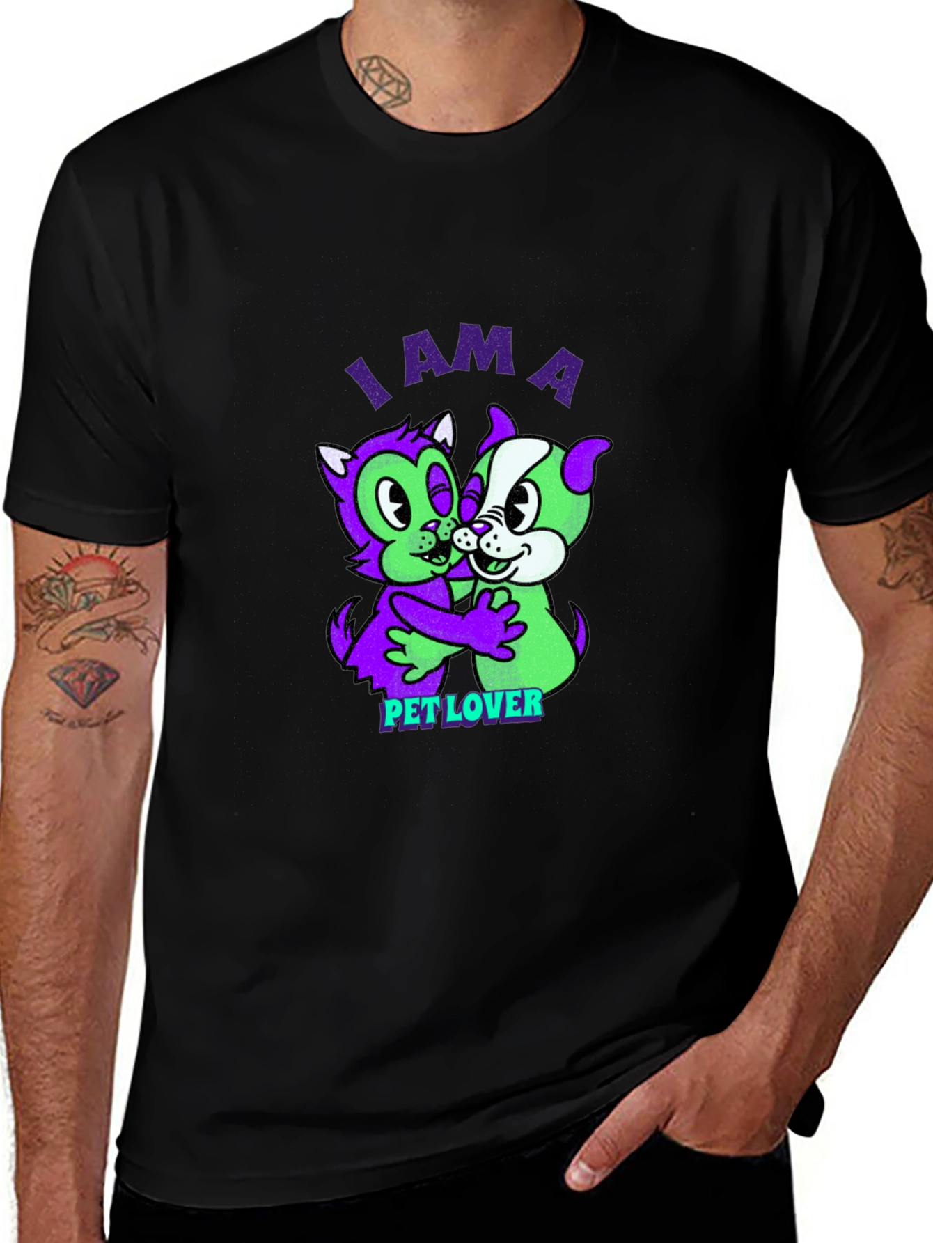 Variant 22 of I am a Pet Lover Black Graphic T-Shirt
