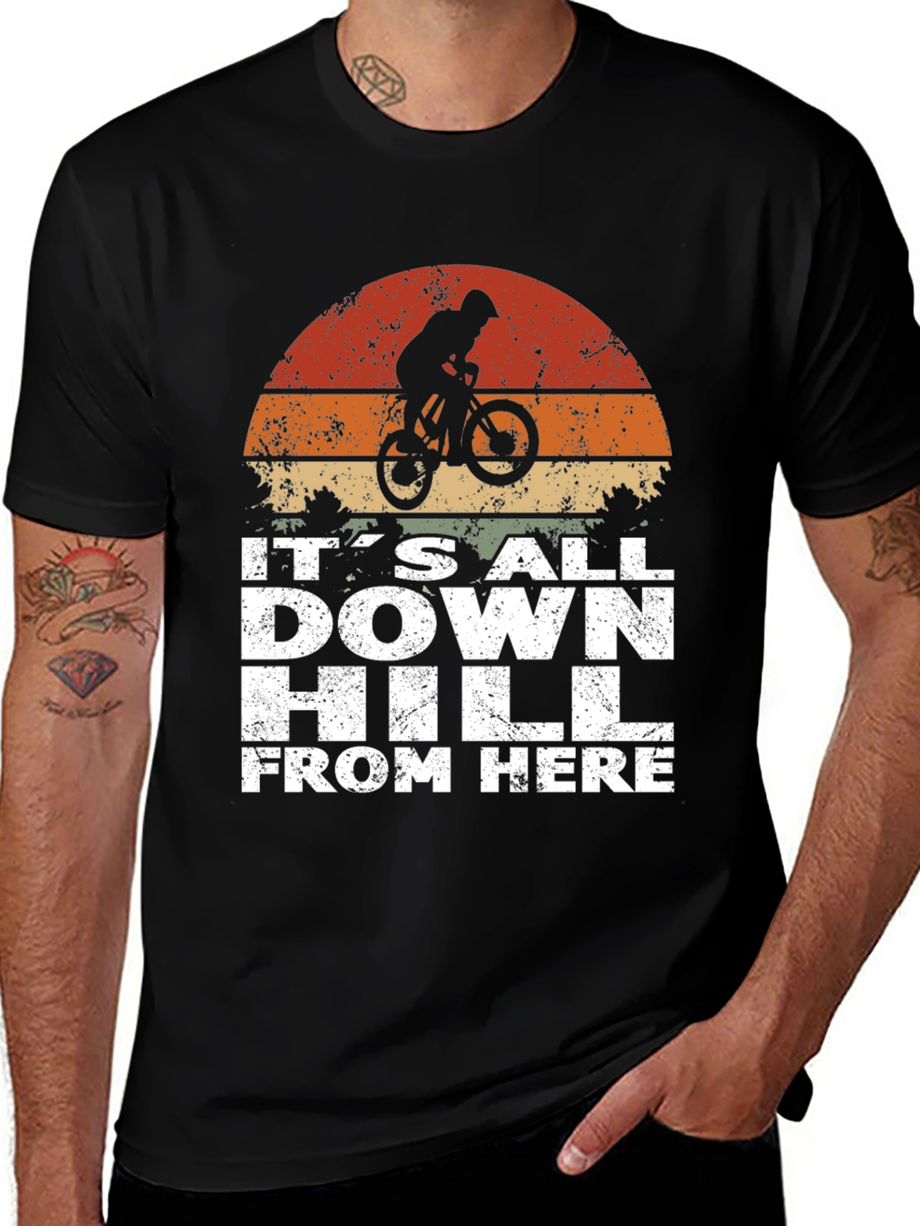 Variant 26 of Downhill Mountain Bike T-Shirt - It's All Downhill From Here