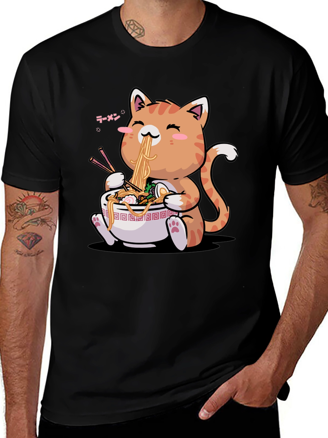 Variant 15 of Ramen Cat T-Shirt - Cute Anime Style