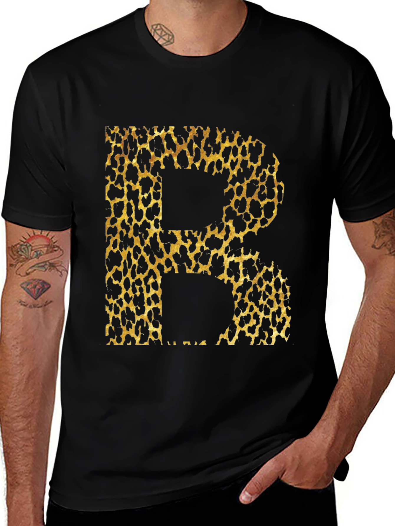 Variant 12 of Leopard Print Initial B Graphic Tee