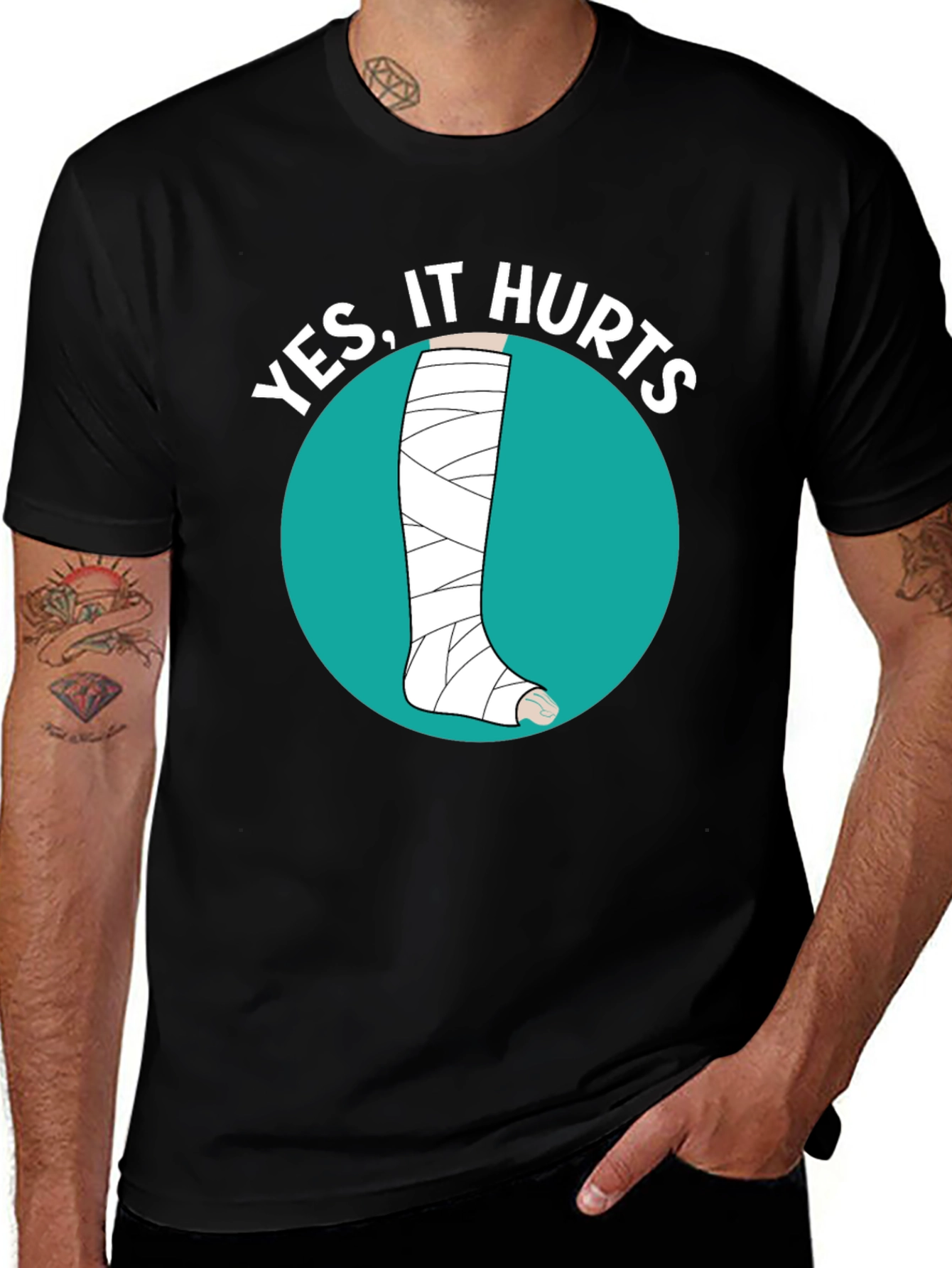 Variant 19 of Yes, It Hurts T-Shirt - Broken Leg Humor Tee