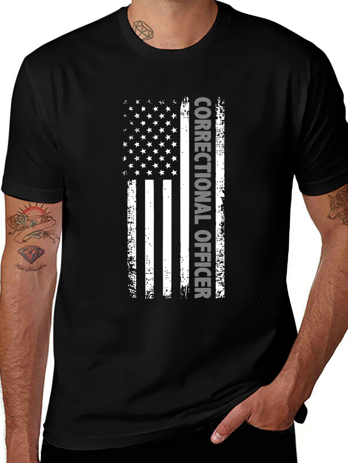 Variant 19 of Correctional Officer American Flag Graphic T-Shirt