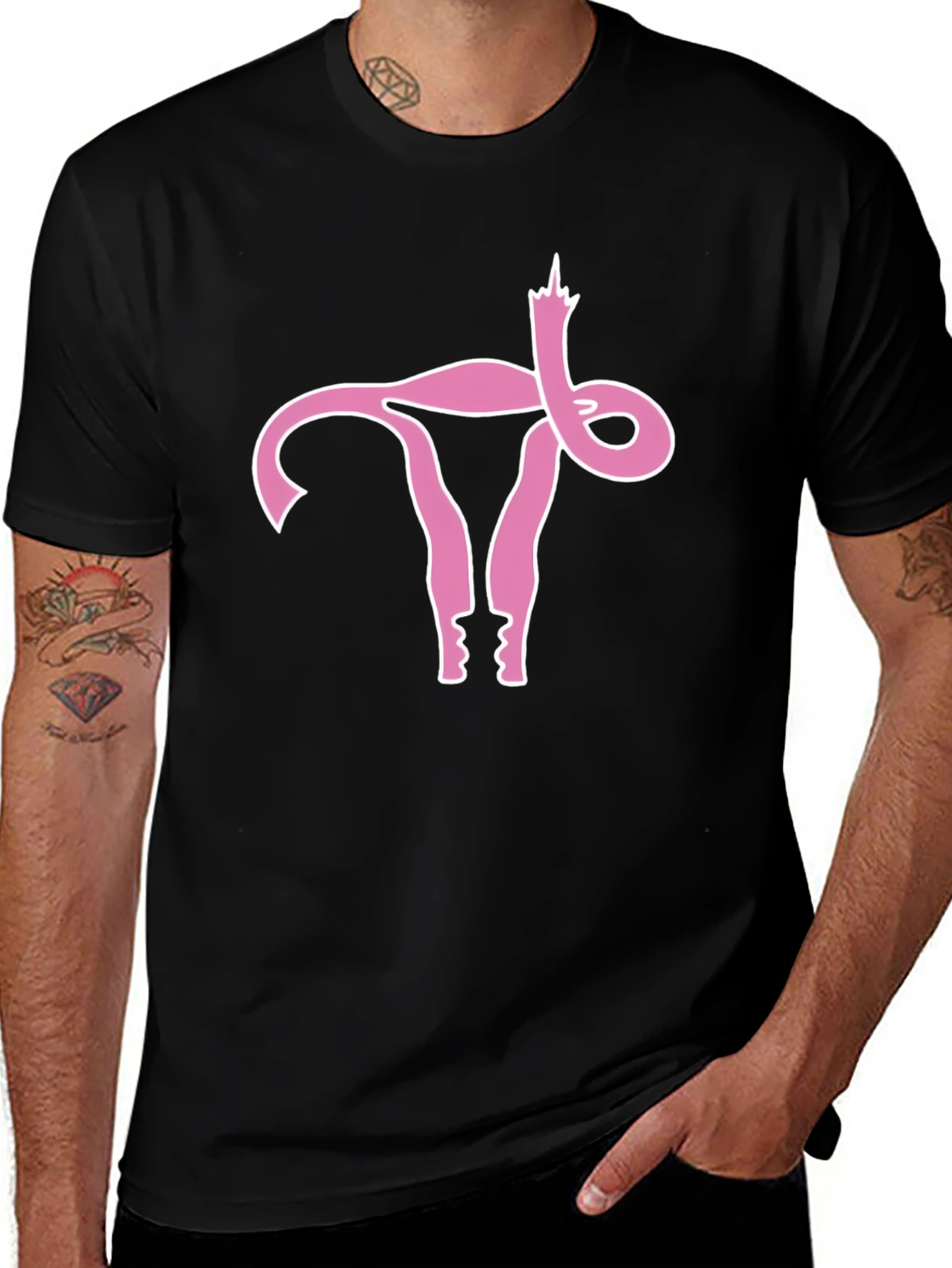 Variant 10 of Uterus Middle Finger Graphic Black Tee