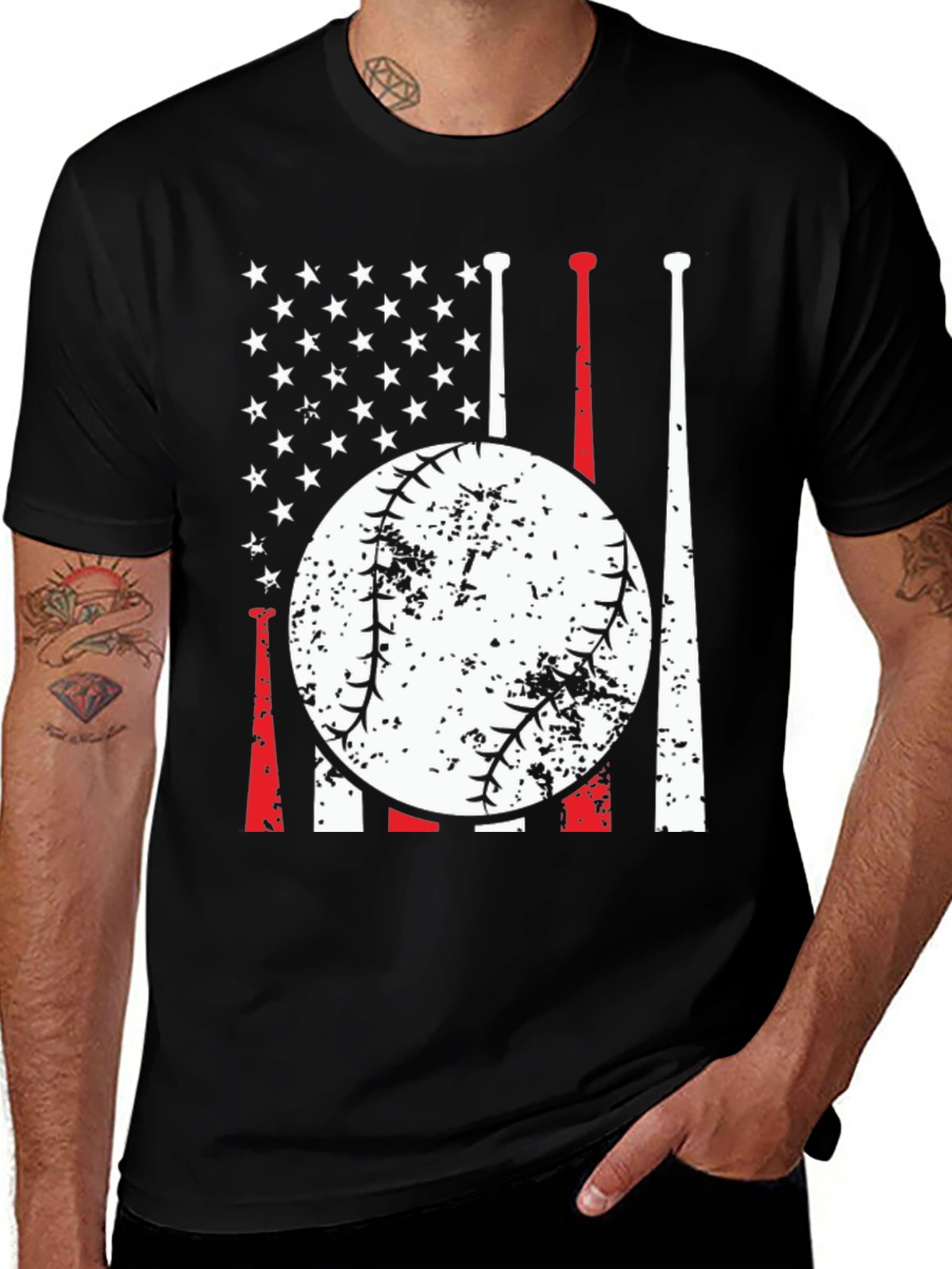 Variant 2 of Baseball USA Flag Graphic Tee