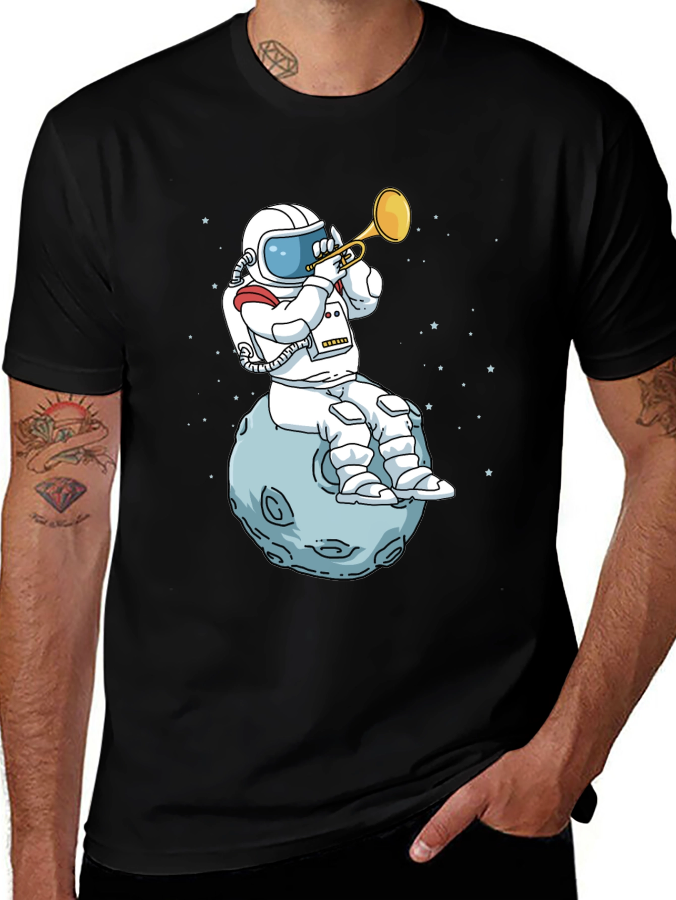 Variant 5 of Astronaut Moon Trumpet Graphic Tee