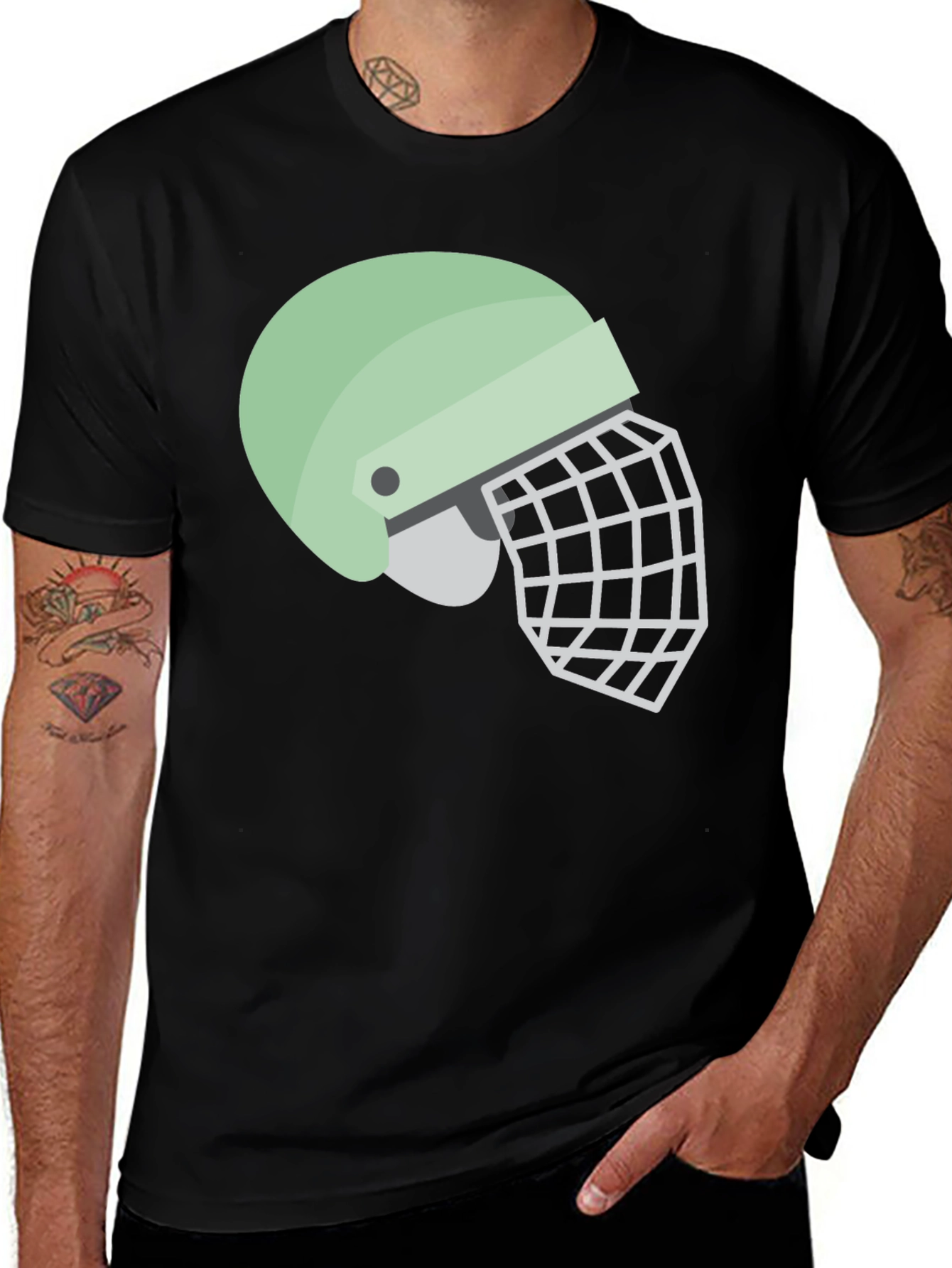 Variant 18 of Helmet Graphic Tee - Black Cotton Casual Shirt