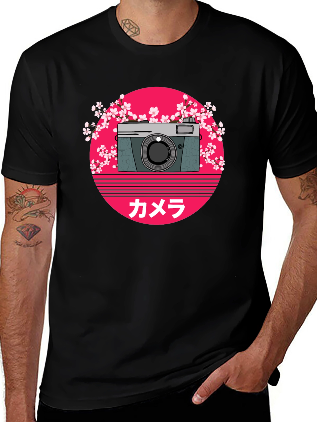 Variant 29 of Retro Camera Graphic Tee - Black Cotton T-Shirt