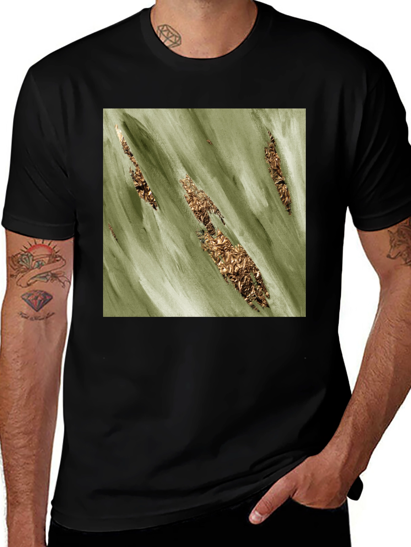Variant 27 of Olive & Gold Abstract T-Shirt