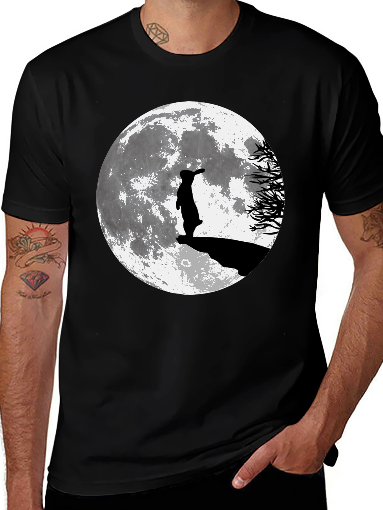 Variant 18 of Rabbit on the Moon Black T-Shirt