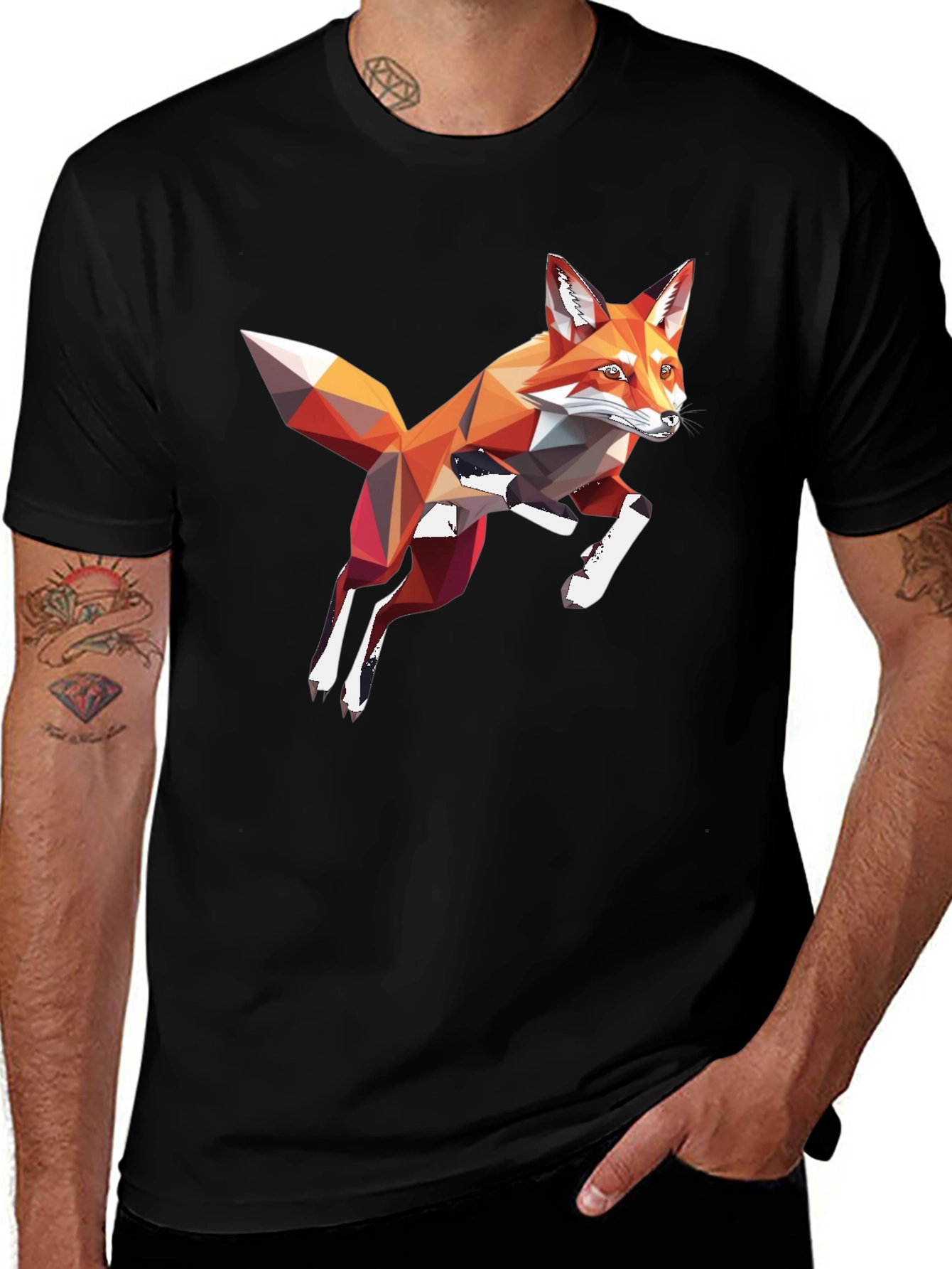 Variant 29 of Geometric Fox Graphic T-Shirt - Modern Animal Print Tee