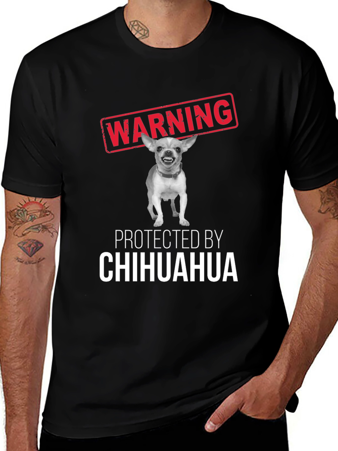 Variant 22 of Warning Protected By Chihuahua Funny T-Shirt