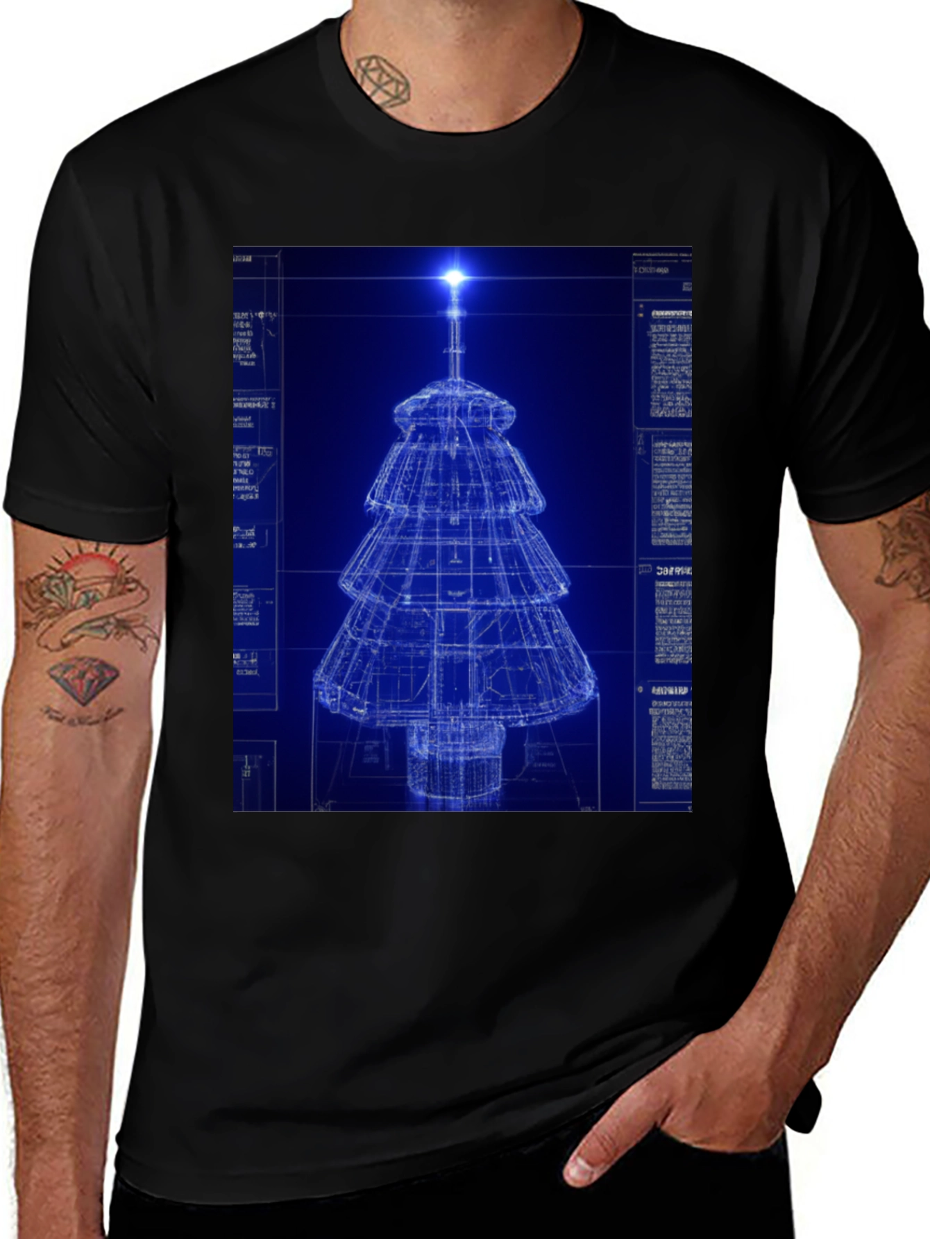 Variant 14 of Blueprint Christmas Tree Graphic Tee