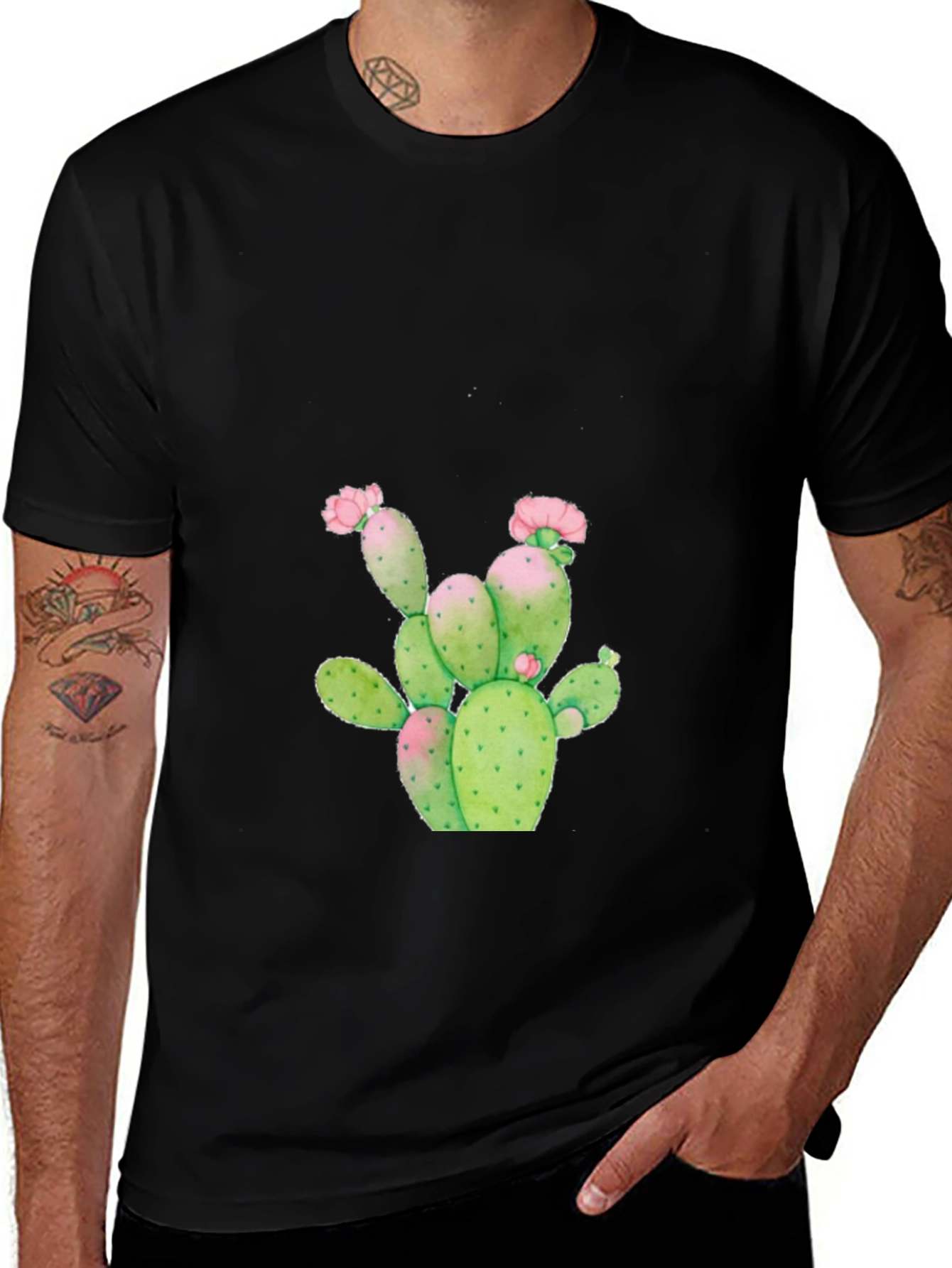Variant 25 of Cactus Graphic Tee - Stylish Black Cotton T-Shirt