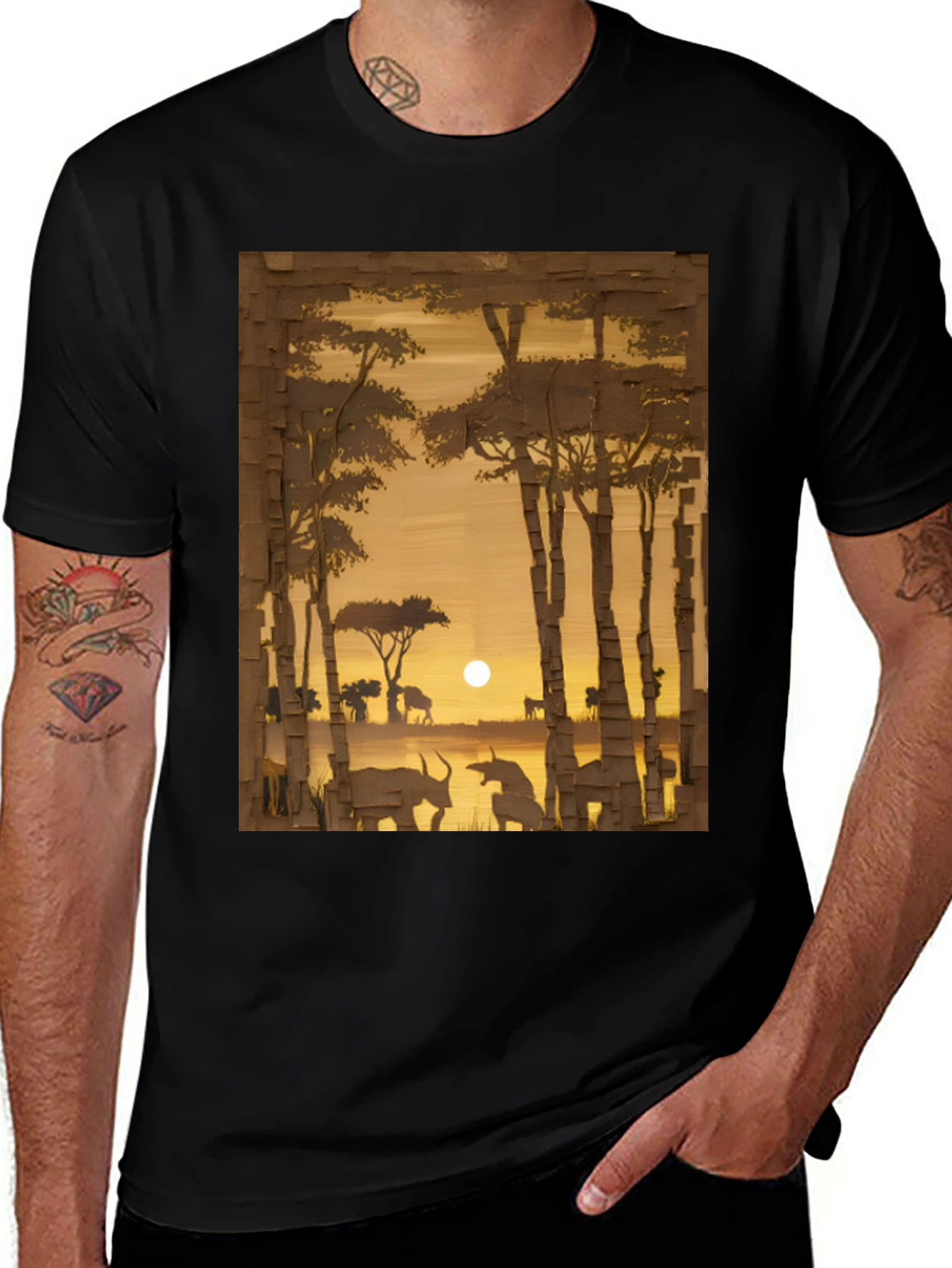 Variant 9 of Sunset Safari Graphic Tee - Black