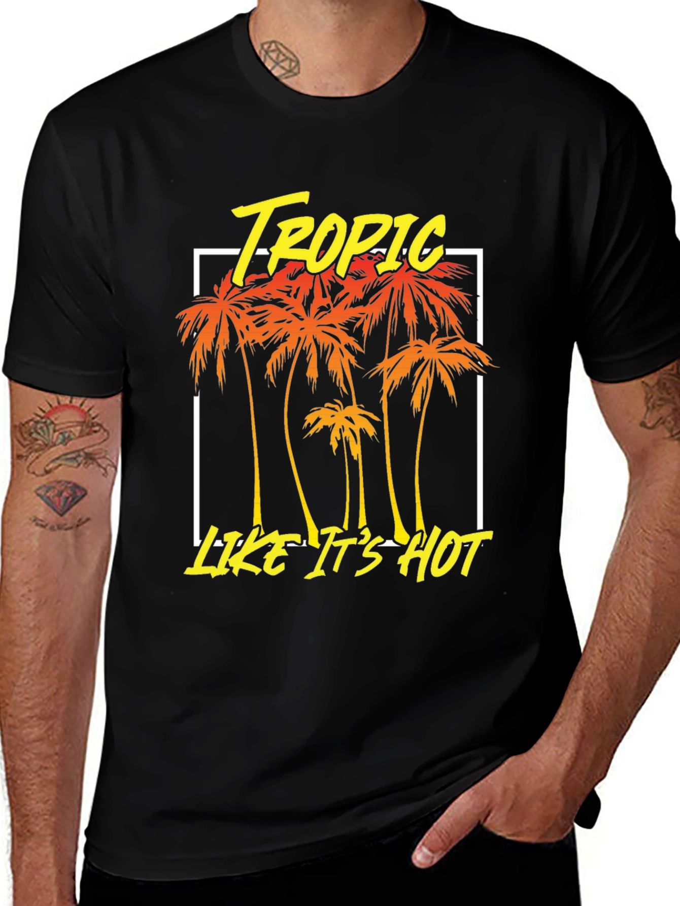 Variant 14 of Tropic Like It's Hot Black T-Shirt
