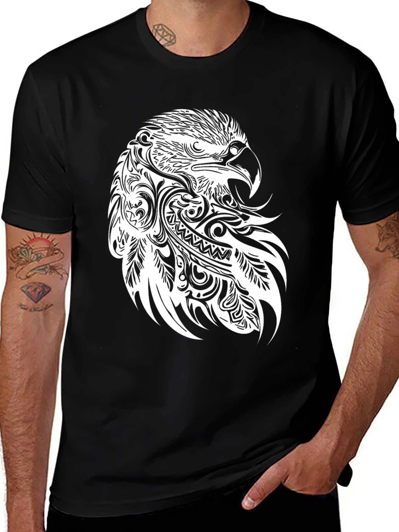 Variant 27 of Eagle Tribal Art Black T-Shirt