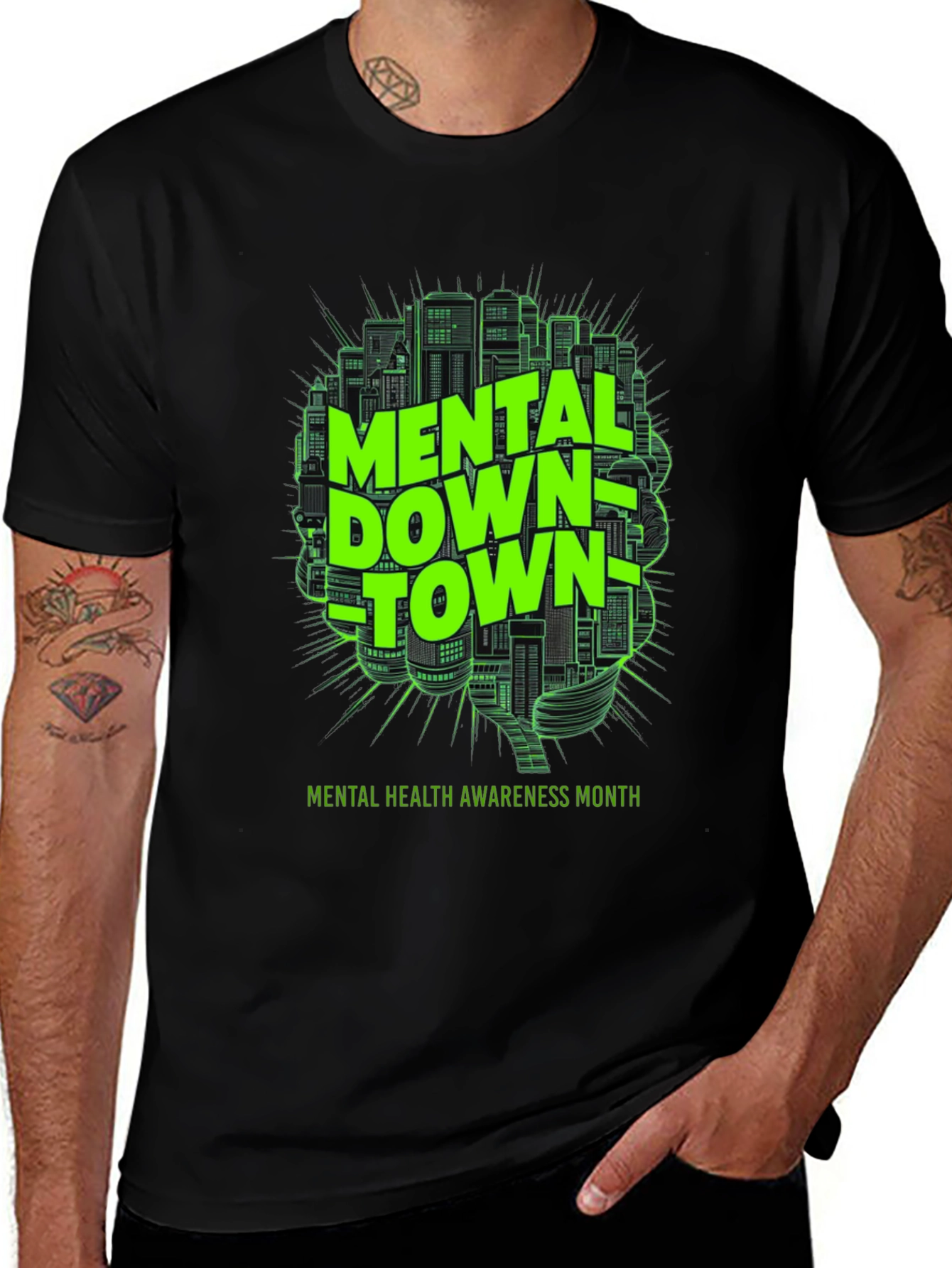 Variant 19 of Mental Downtown T-Shirt - Mental Health Awareness