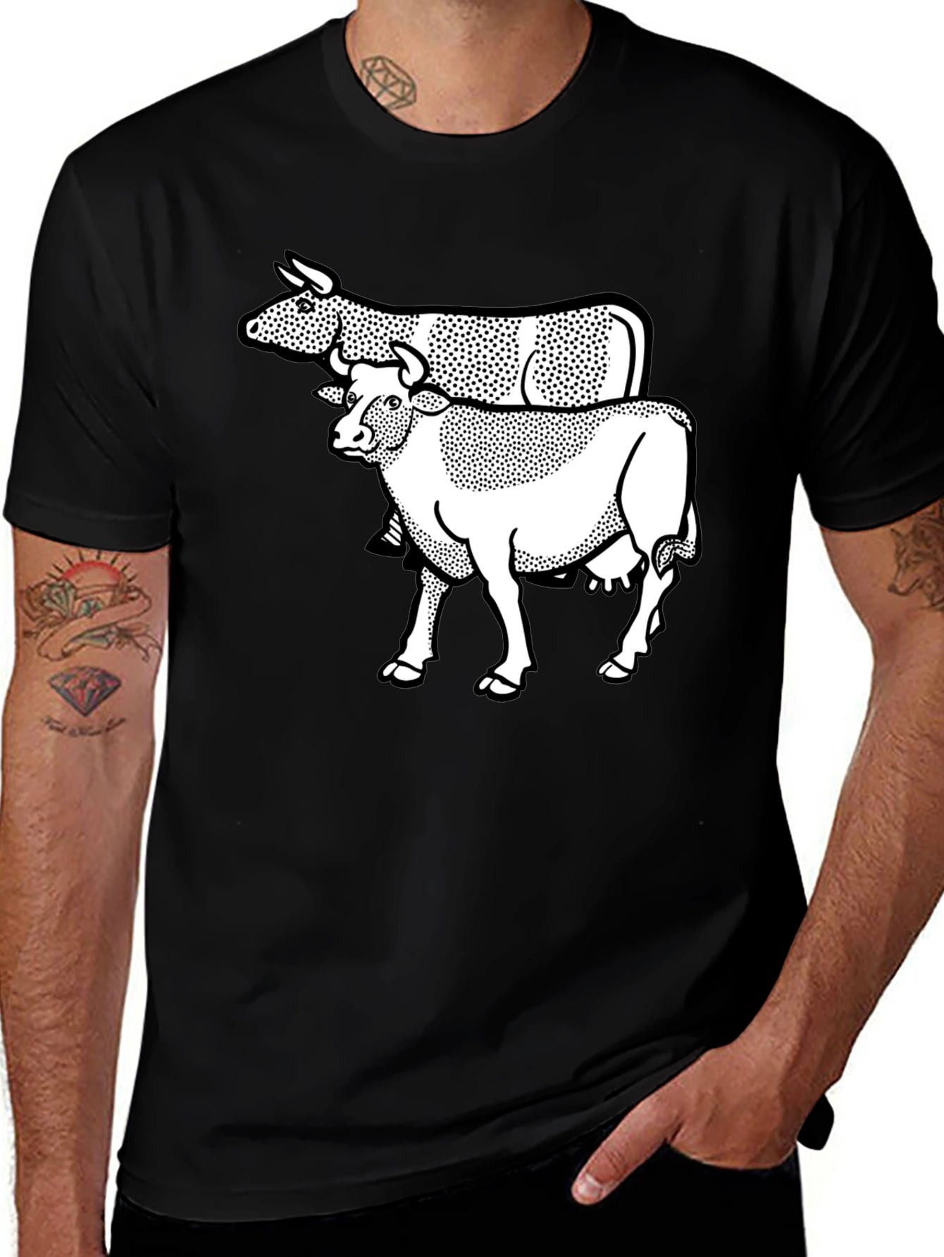 Variant 14 of Cow Graphic Black T-Shirt