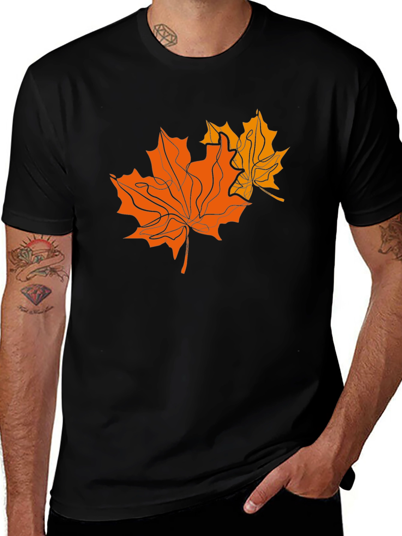 Variant 18 of Leaf Graphic T-Shirt - Black