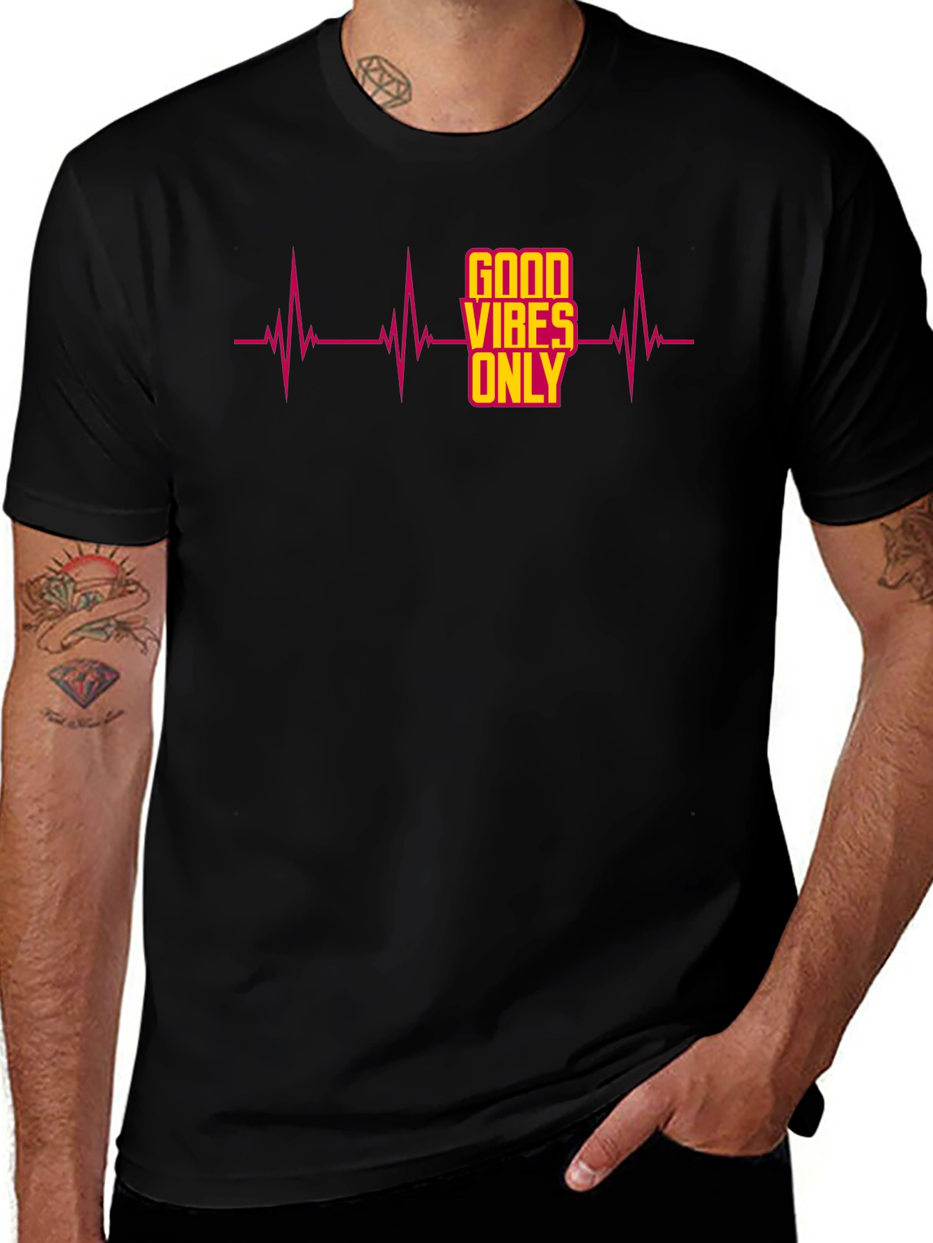 Variant 25 of Good Vibes Only Graphic Tee - Black Crew Neck