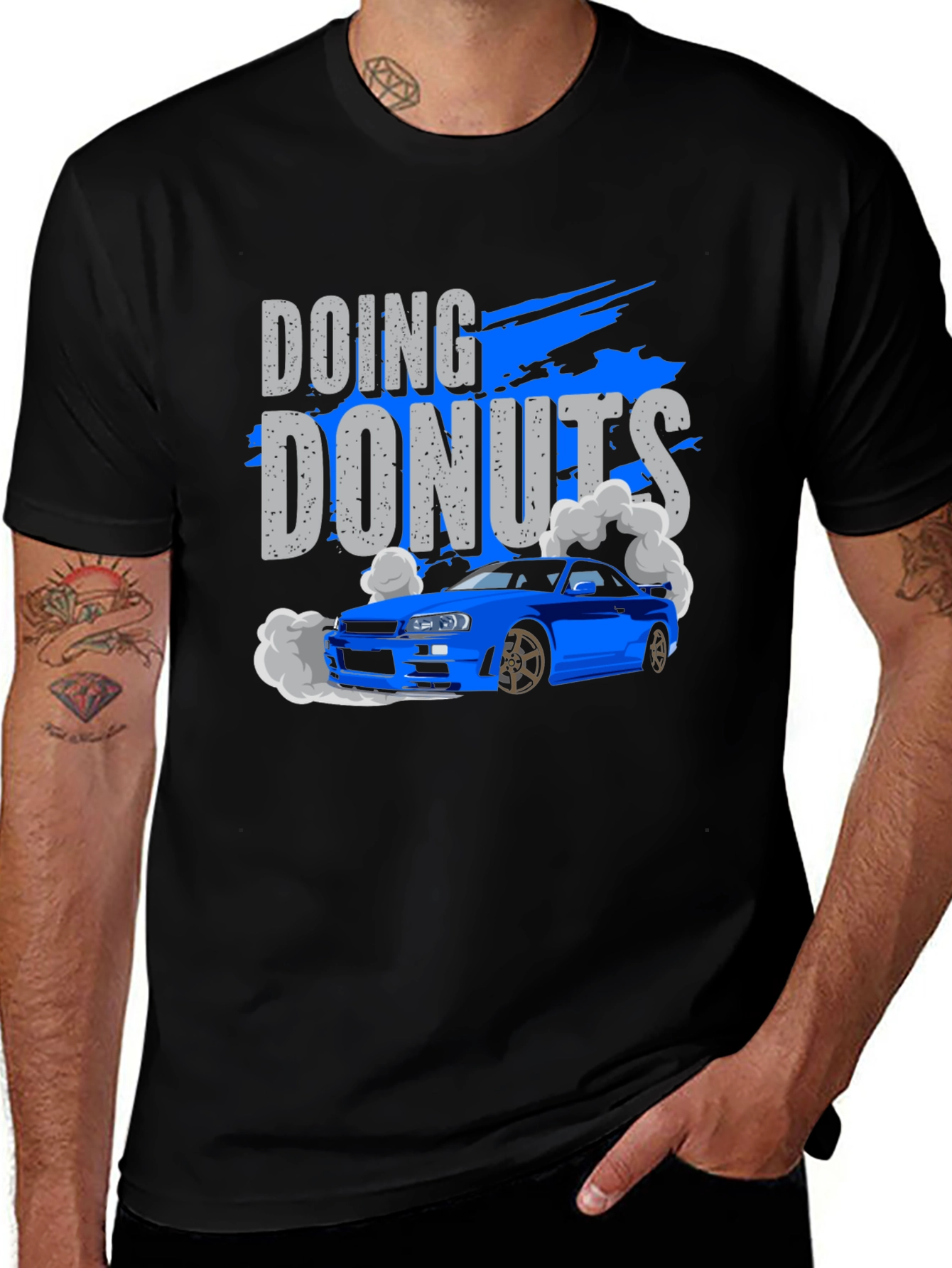 Variant 28 of Doing Donuts Car Graphic T-Shirt - Black