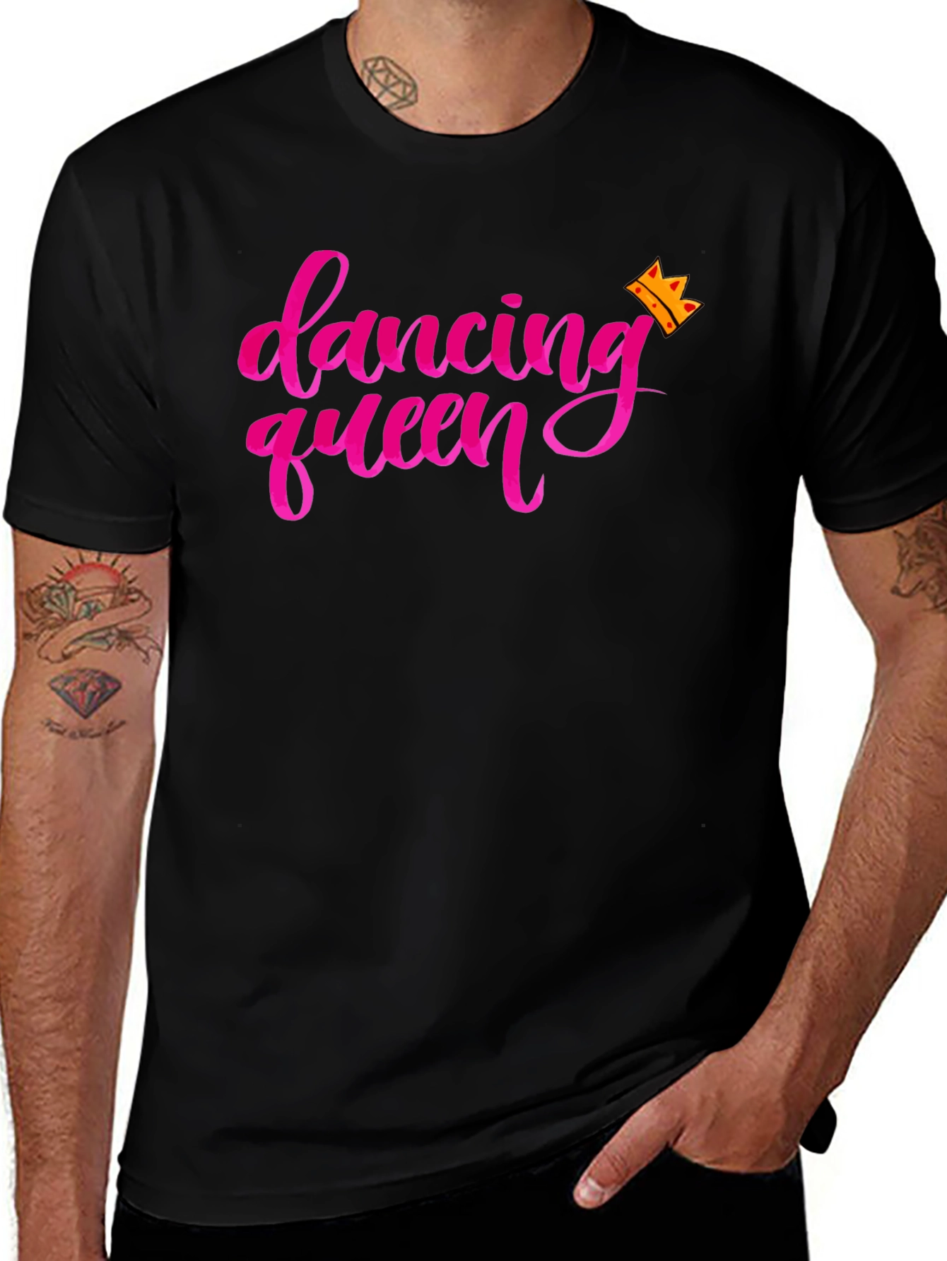 Dancing Queen Graphic Tee - Black Crew Neck T-Shirt