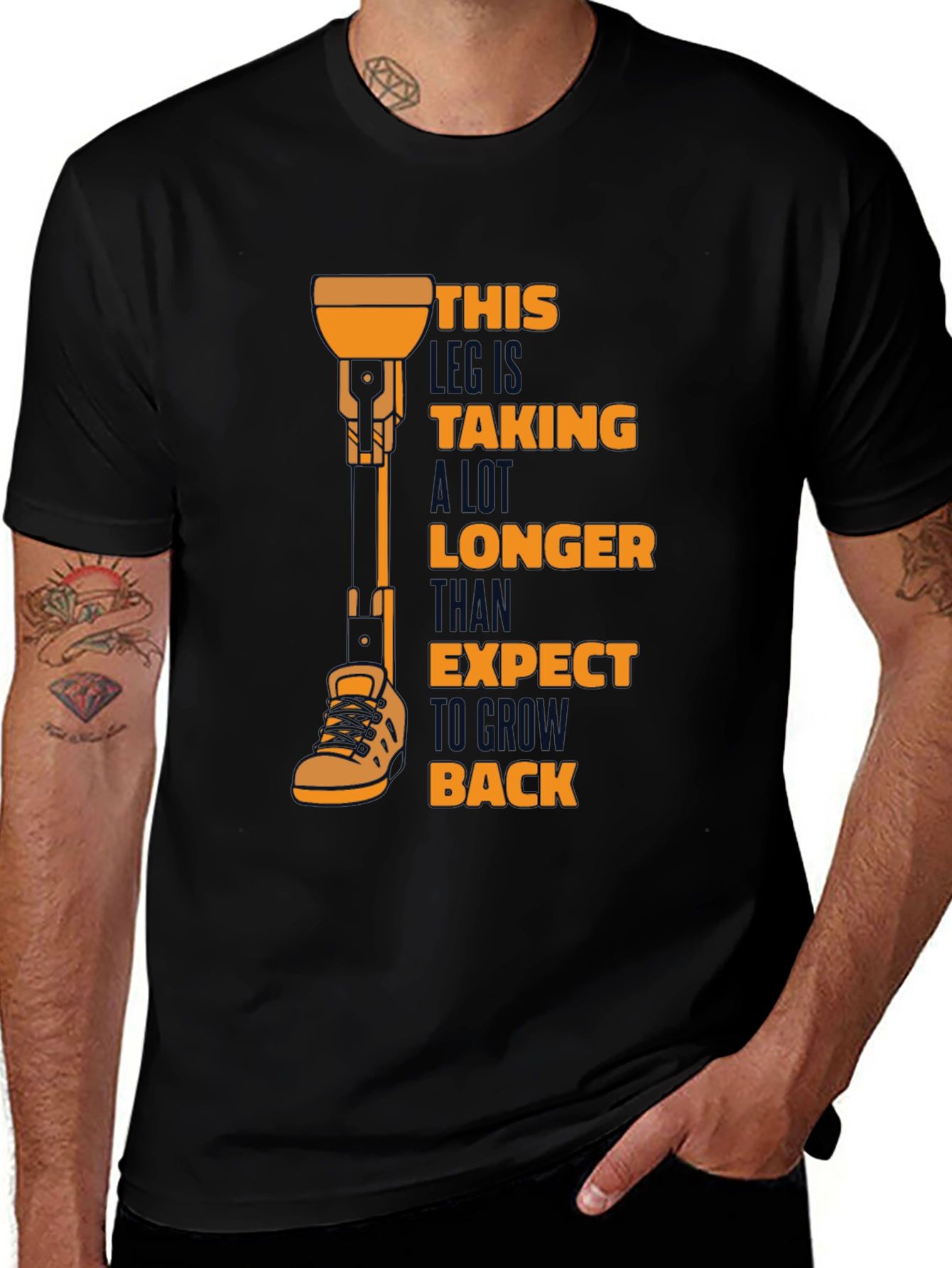 Variant 13 of Humorous Prosthetic Leg T-Shirt