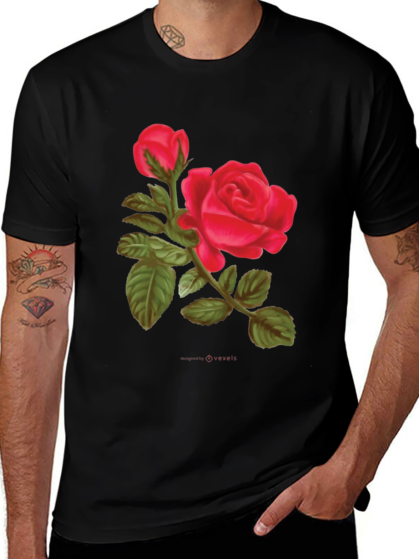 Variant 15 of Red Rose Graphic Tee - Stylish Floral Shirt