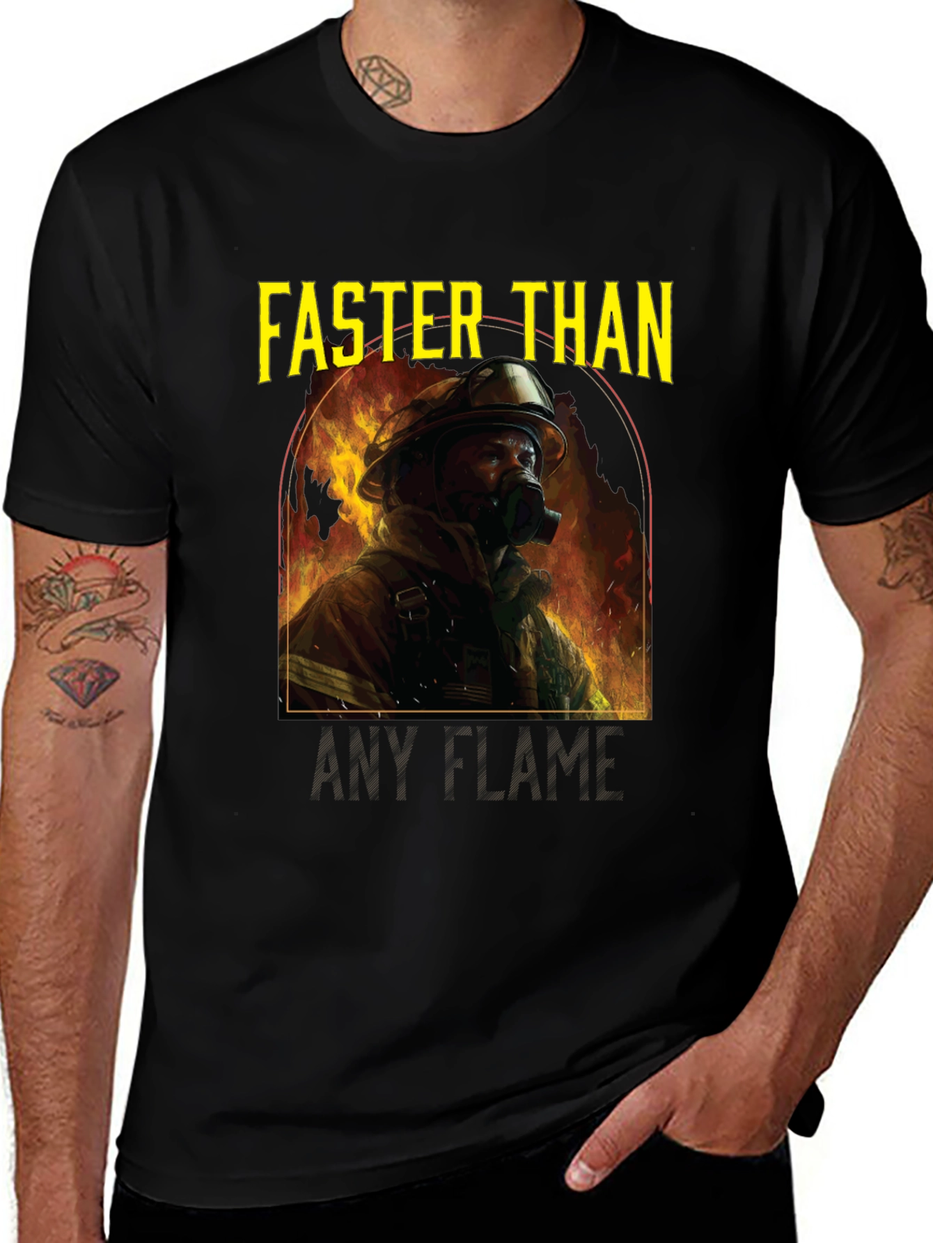 Variant 28 of Firefighter T-Shirt: Faster Than Any Flame