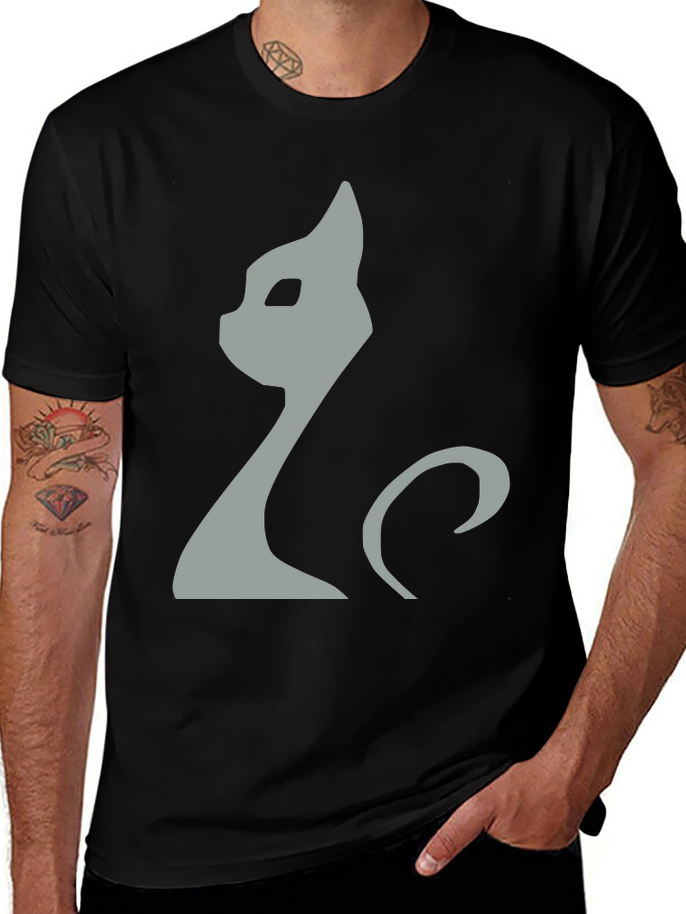 Variant 18 of Stylish Cat Graphic Tee - Modern Minimalist Design