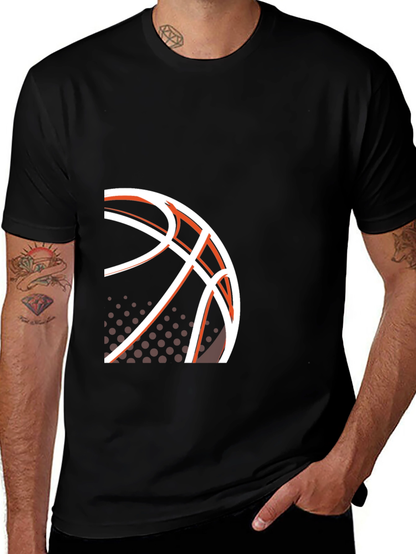 Variant 30 of Basketball Graphic Tee - Black Short Sleeve Shirt