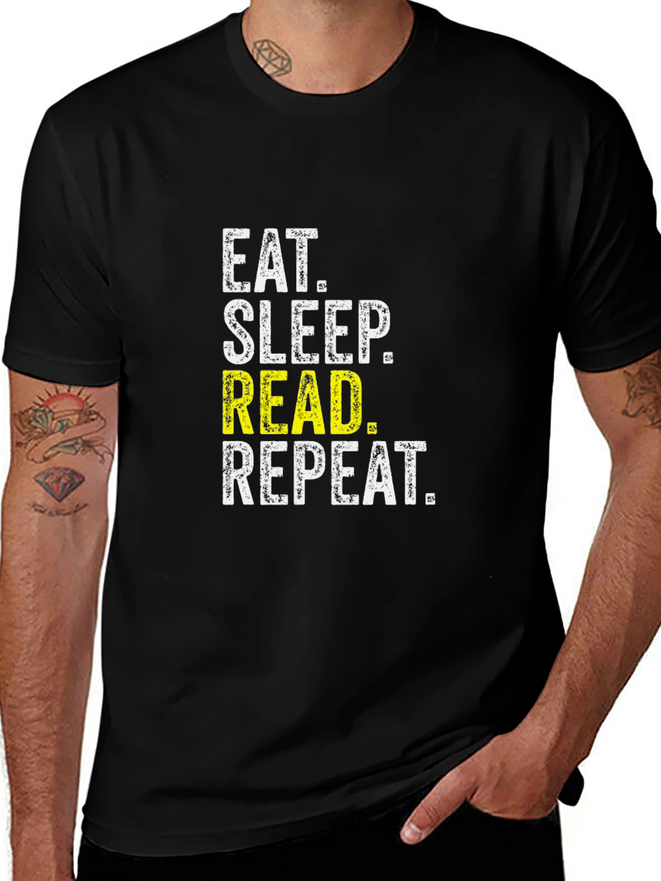 Variant 9 of Eat Sleep Read Repeat Black T-Shirt
